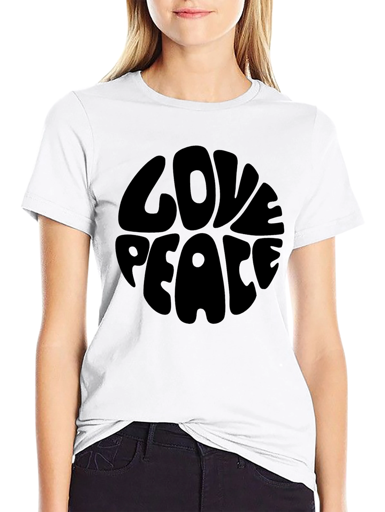Love Peace Graphic T-Shirt - Black