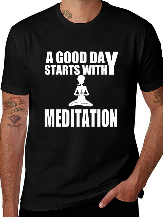 Meditation T-Shirt - Good Day Starts With Yoga Tee