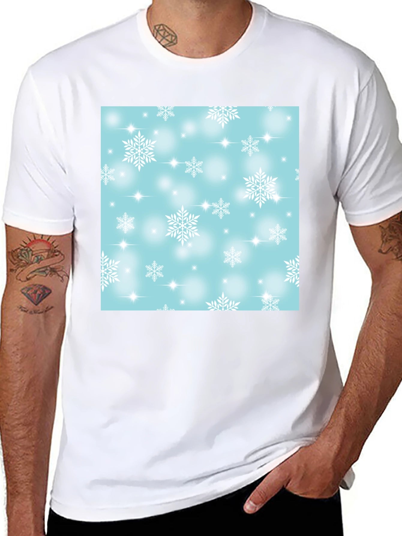 Snowflake Pattern T-Shirt - Winter Festive Tee