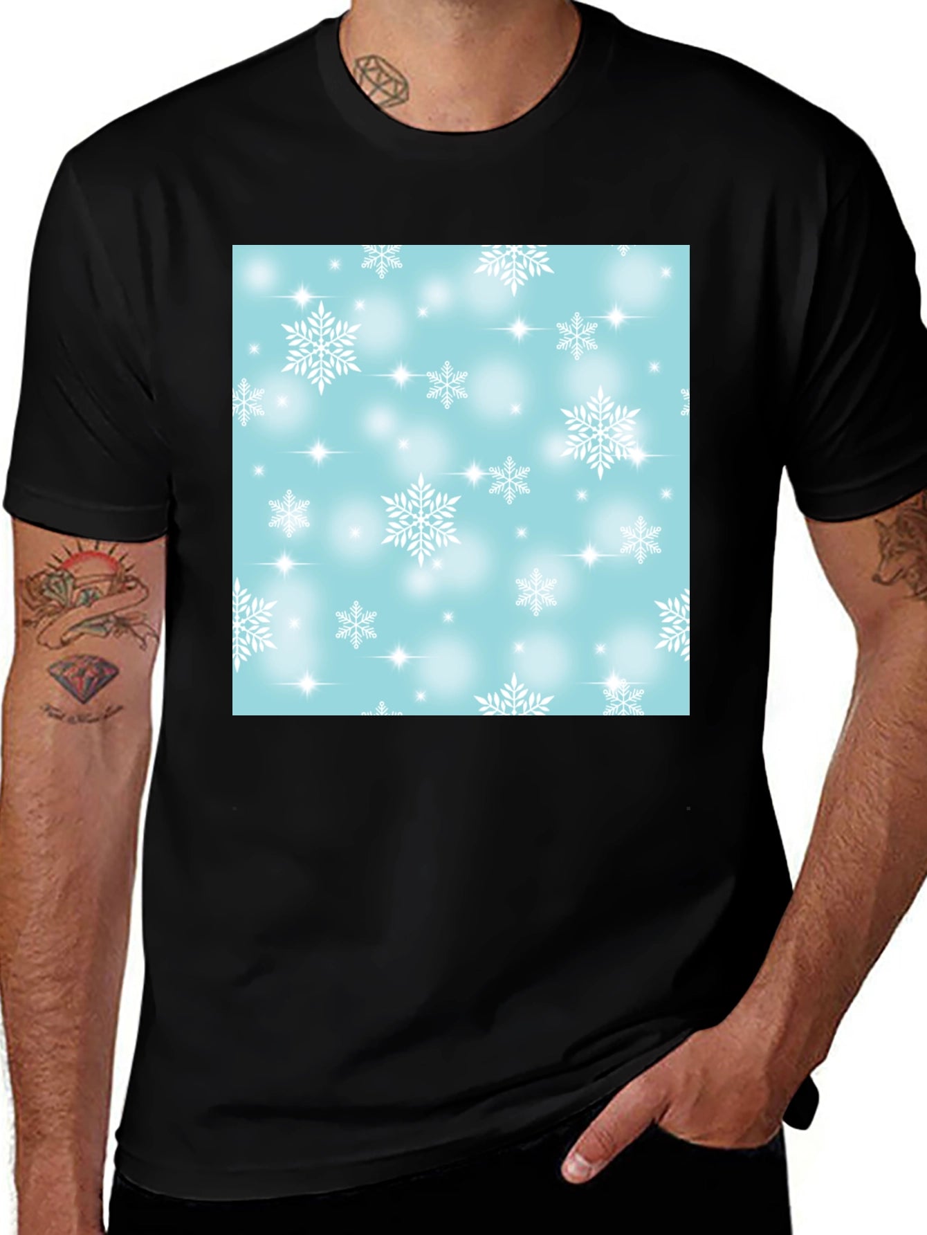 Snowflake Pattern T-Shirt - Winter Festive Tee