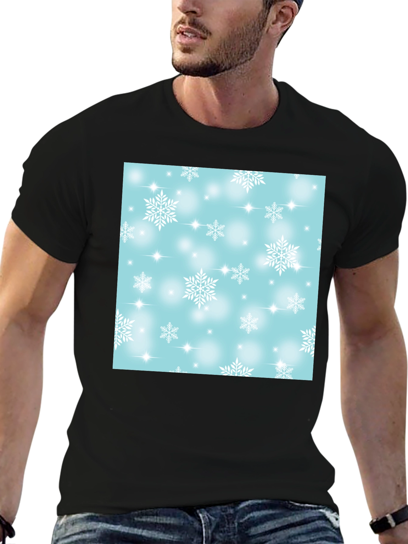 Snowflake Pattern T-Shirt - Winter Festive Tee