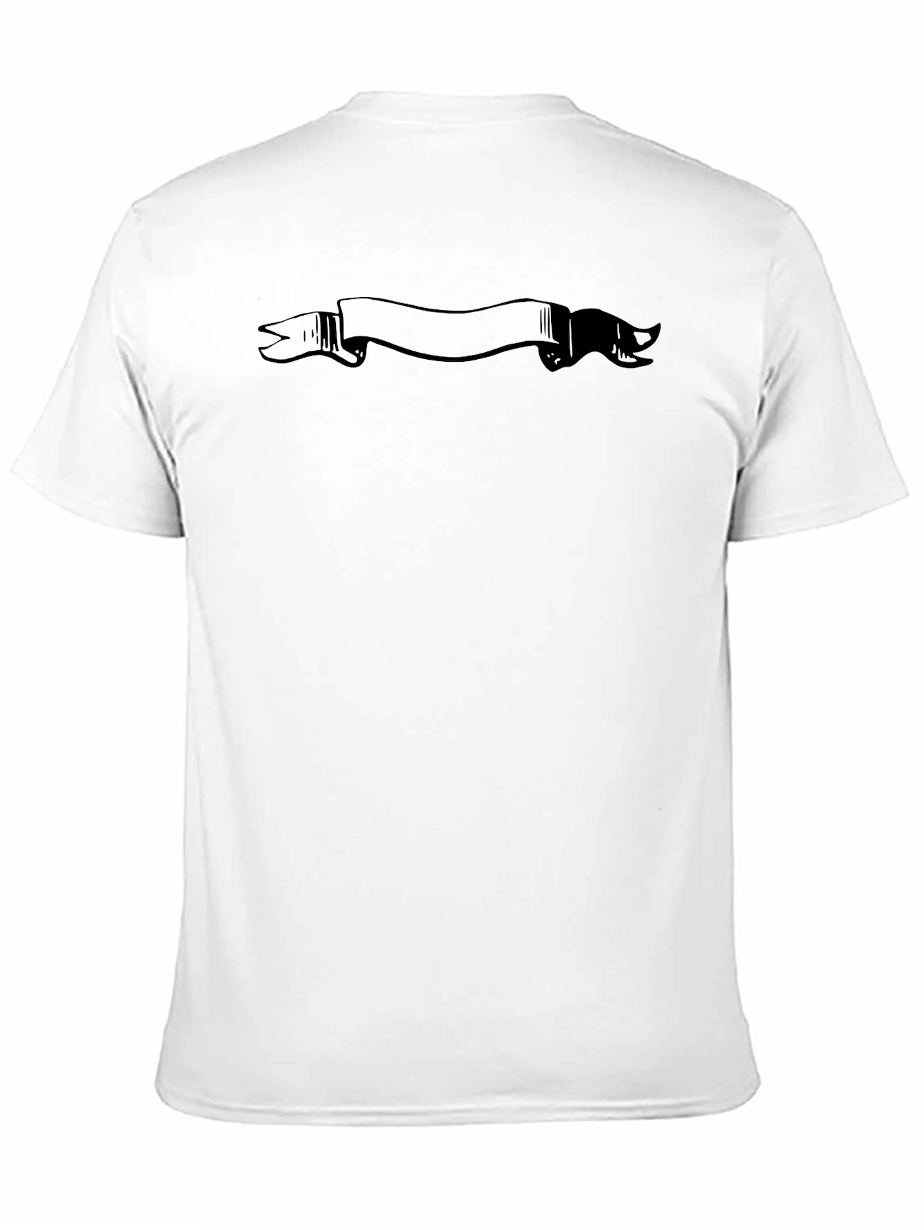 Mens Black Graphic Tee with Ribbon Design