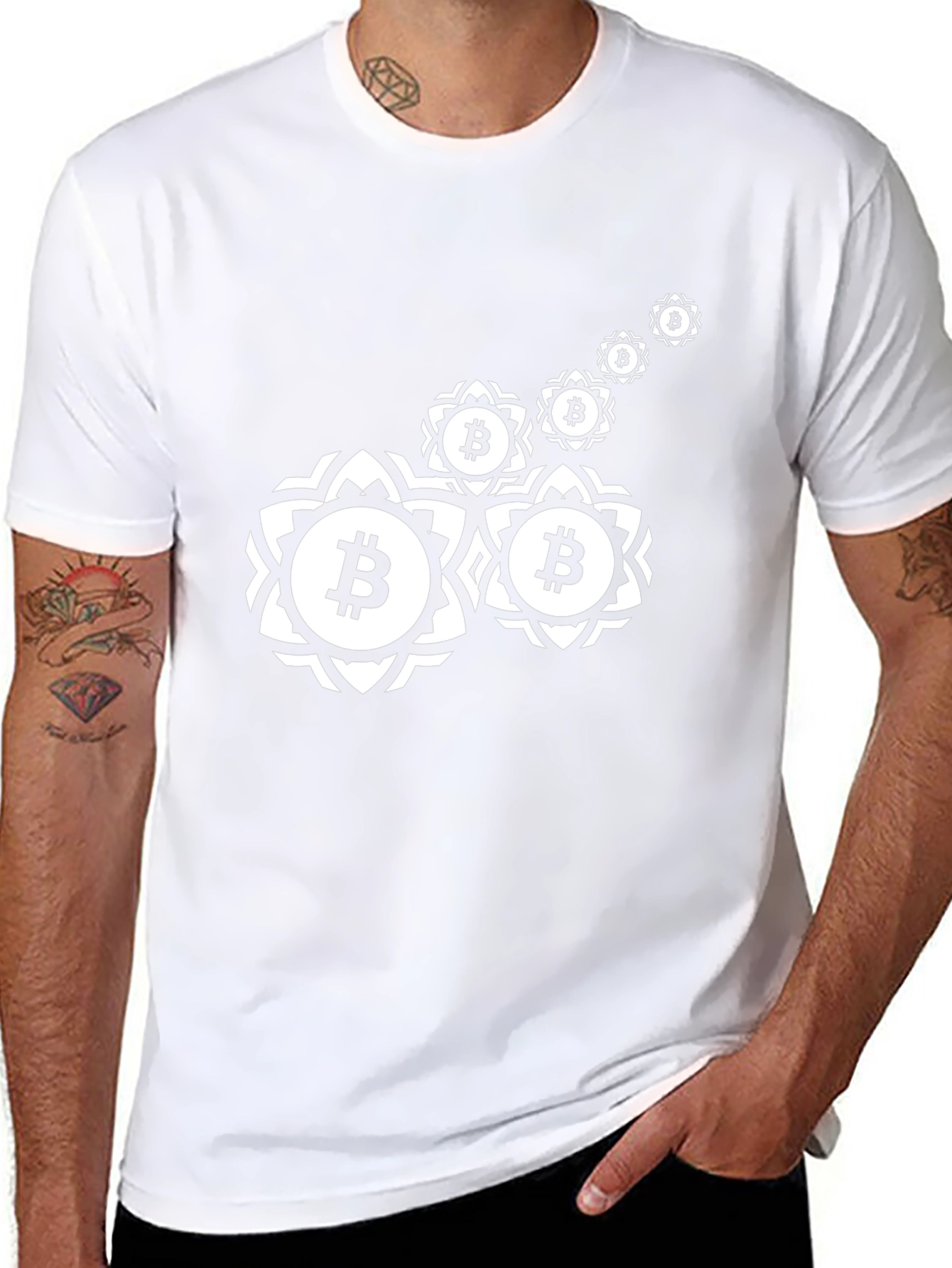 Bitcoin Floral Mandala Black T-Shirt