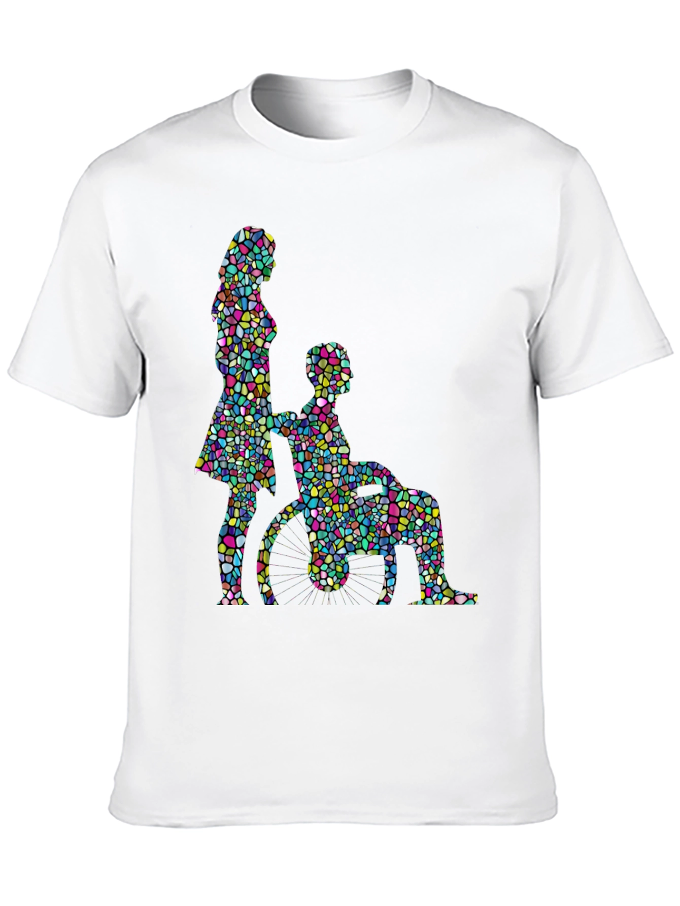 Mosaic Couple Graphic Tee - Black Cotton T-Shirt