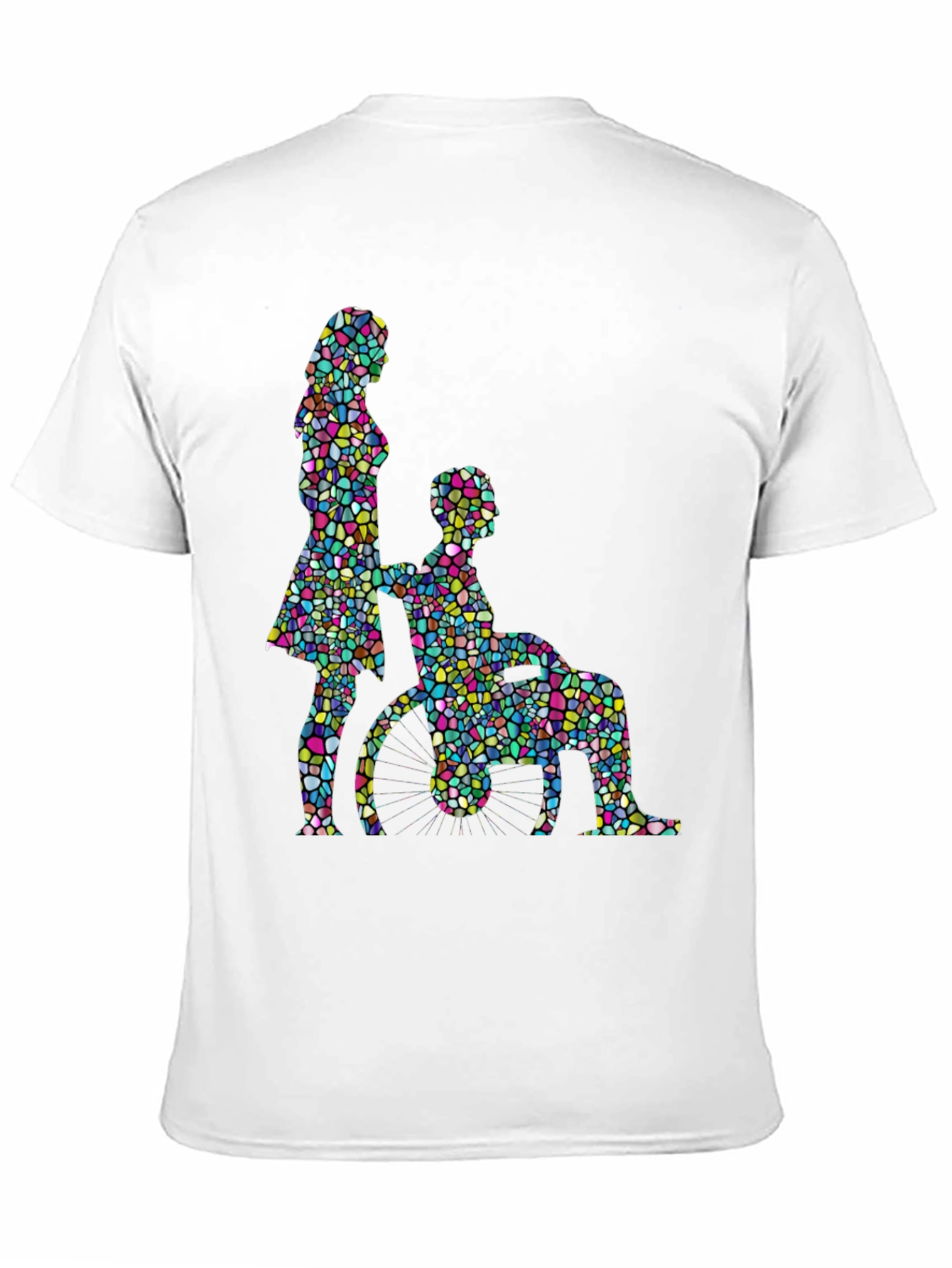 Mosaic Couple Graphic Tee - Black Cotton T-Shirt