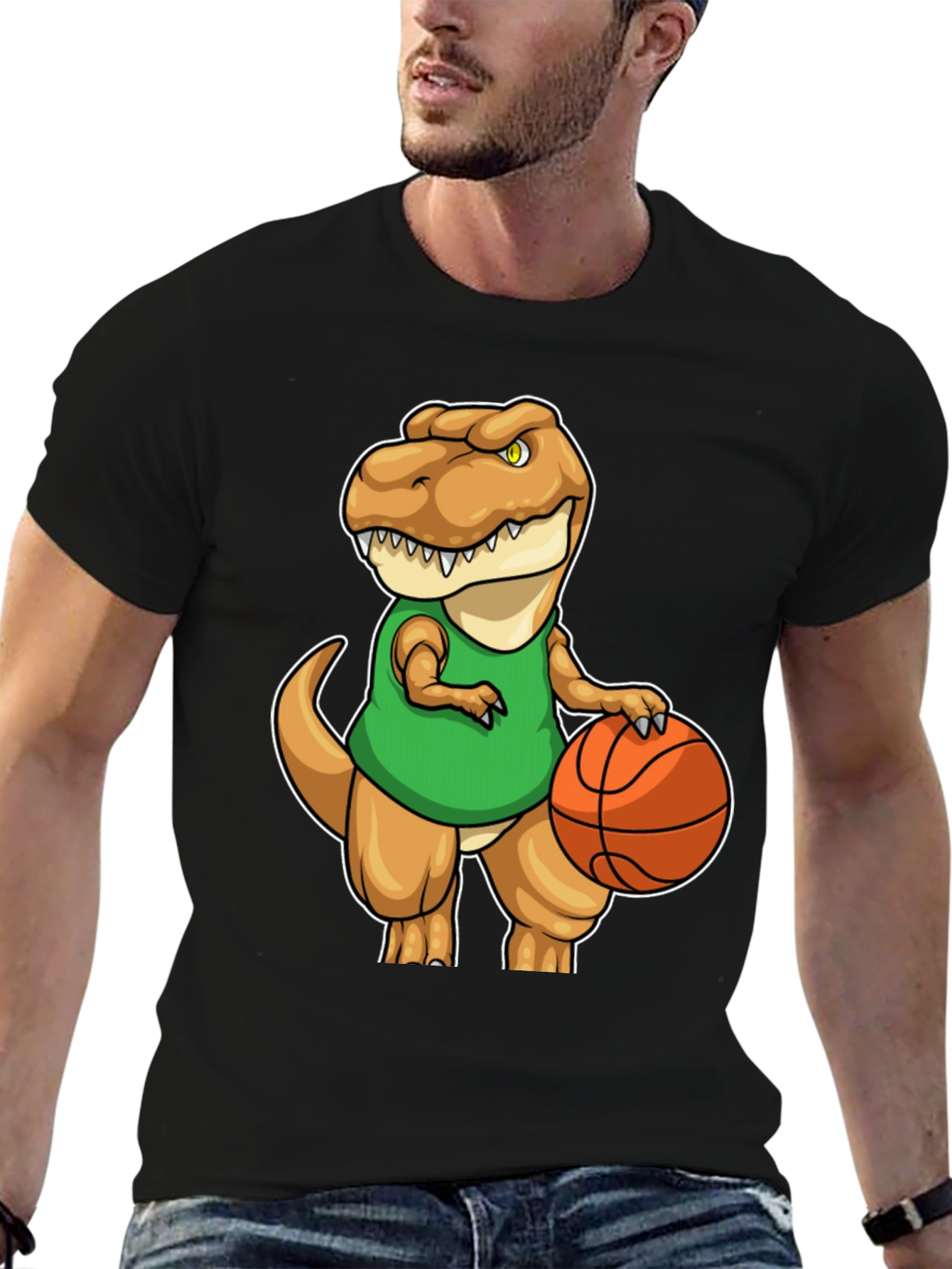 Dino Basketball T-Shirt - Funny T-Rex Graphic Tee
