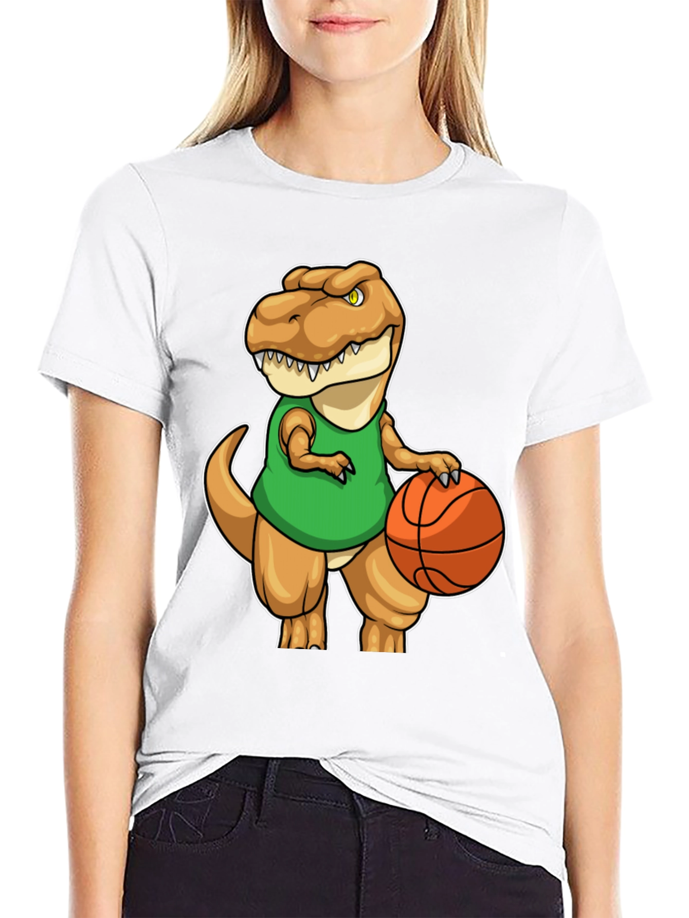 Dino Basketball T-Shirt - Funny T-Rex Graphic Tee