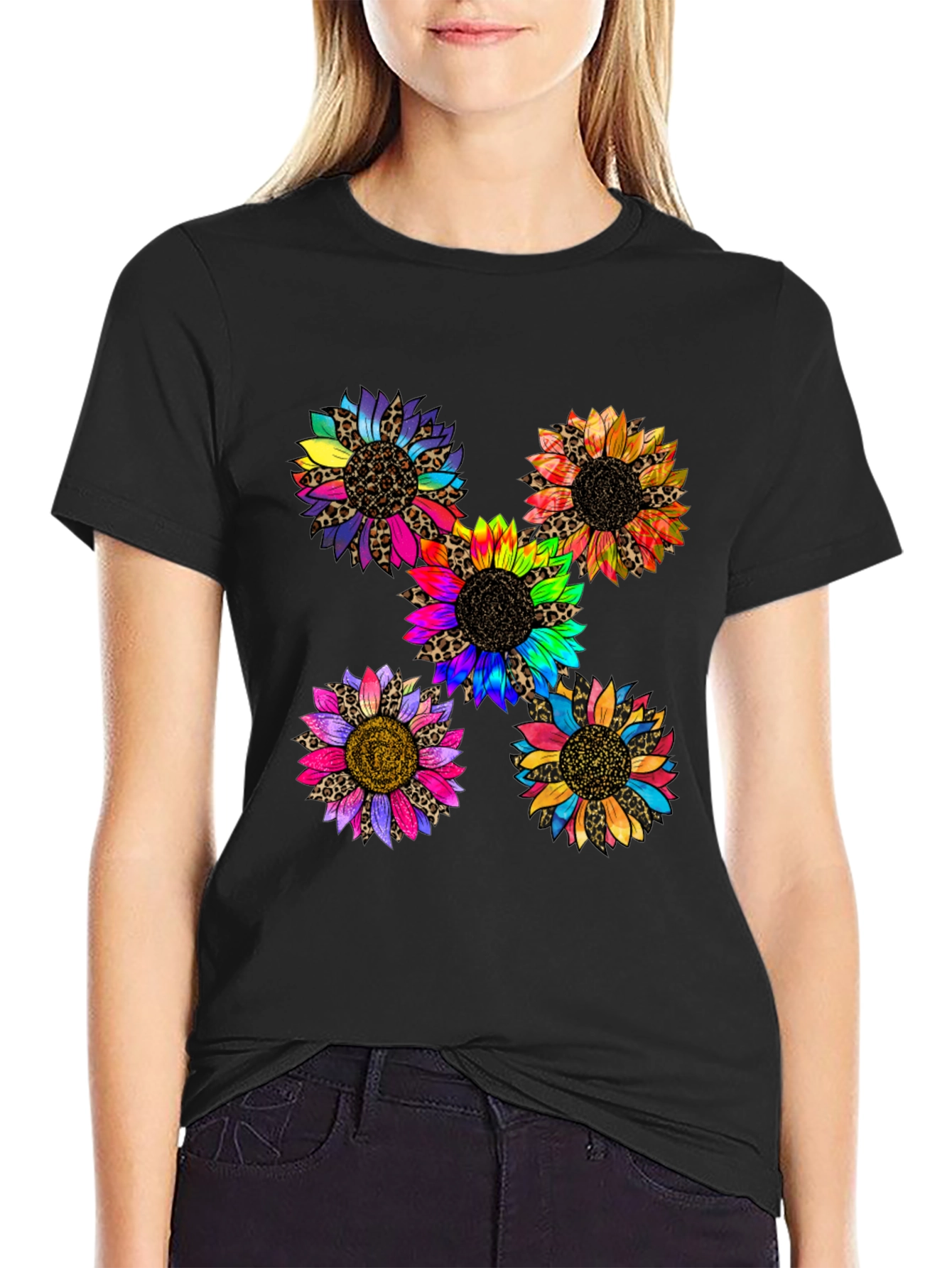 Sunflower Leopard Print Graphic T-Shirt