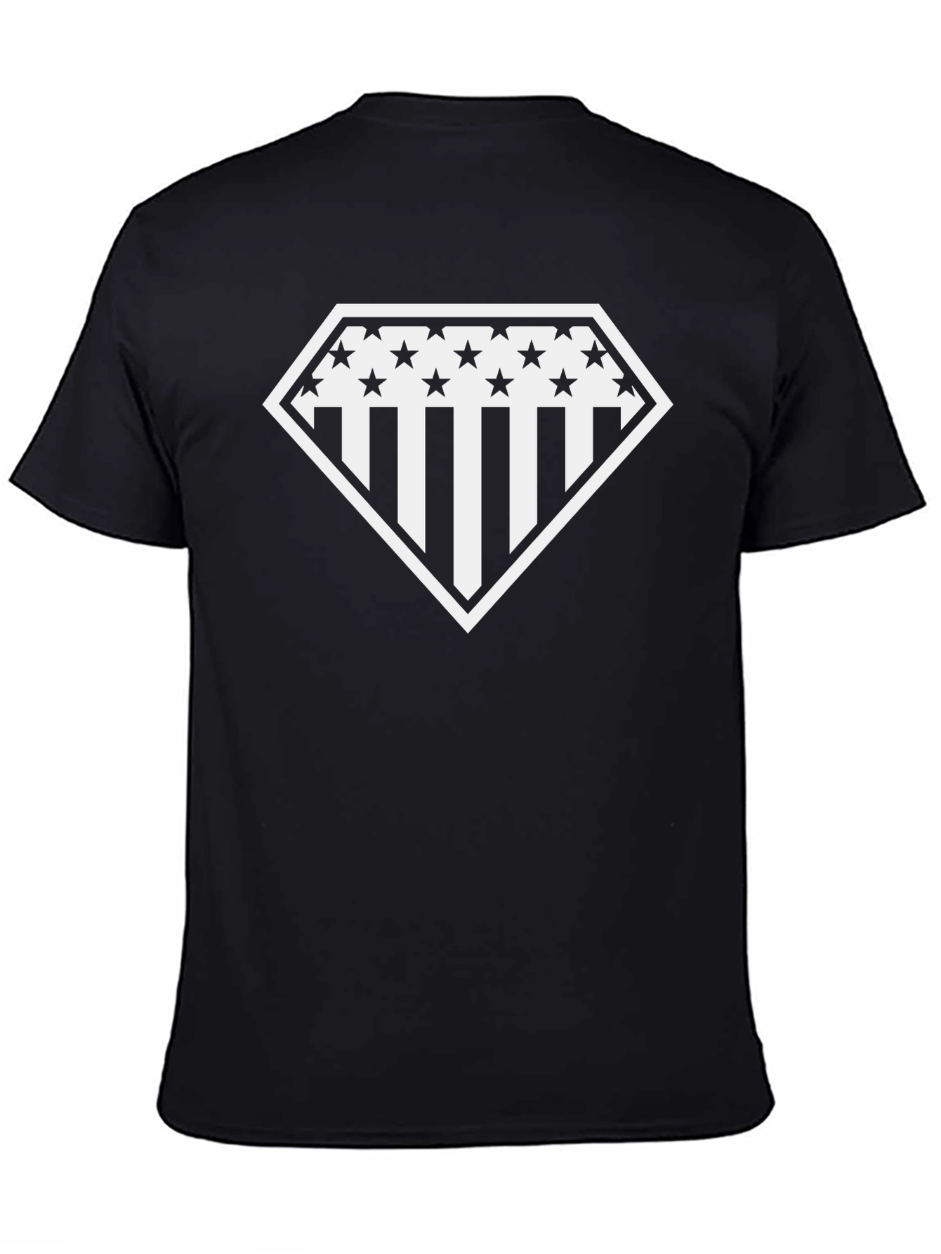 Patriotic Diamond Star & Stripes Graphic Tee - Black