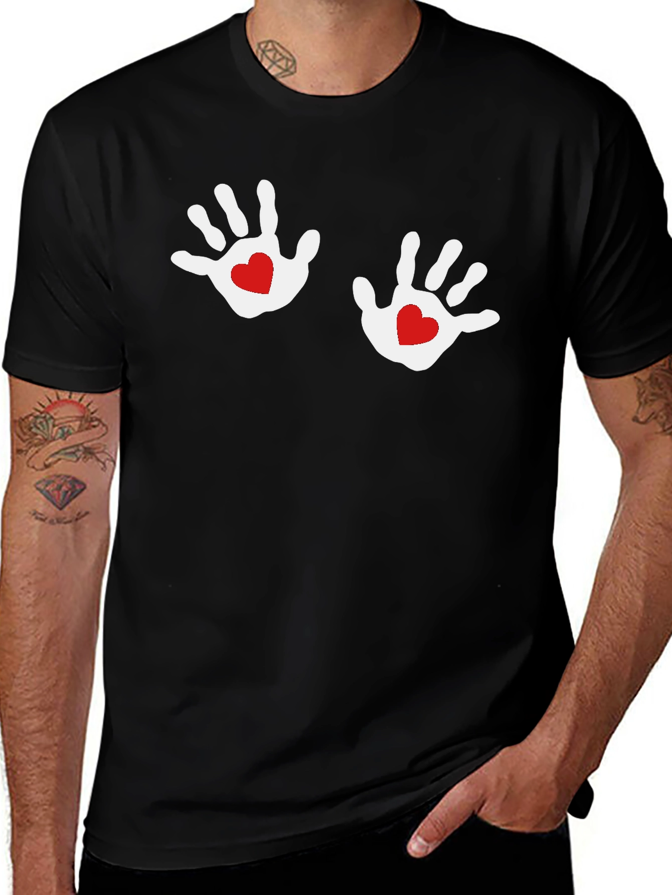 Hand Heart Graphic Tee - Black