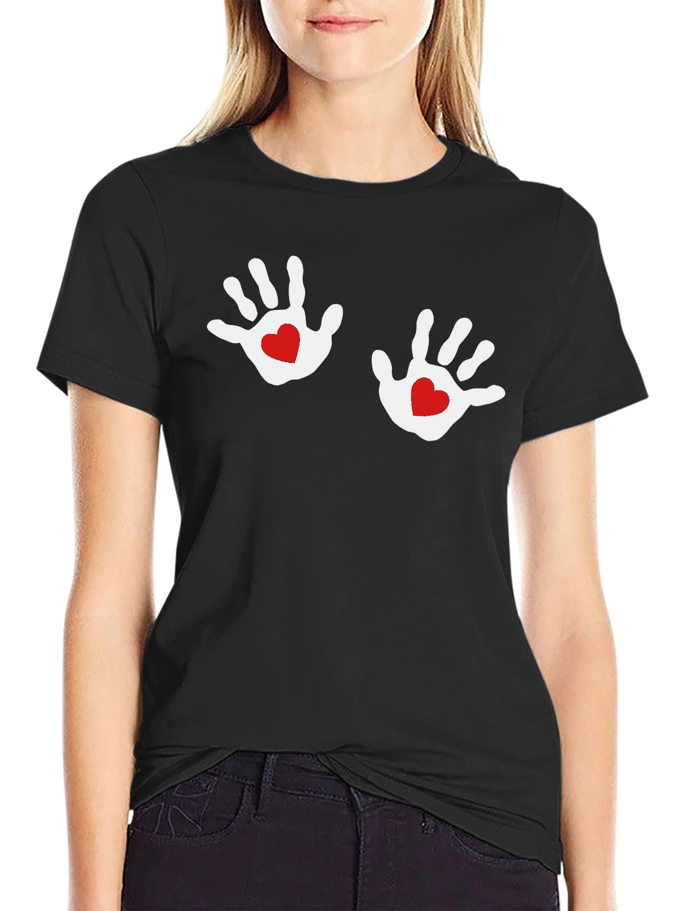 Hand Heart Graphic Tee - Black