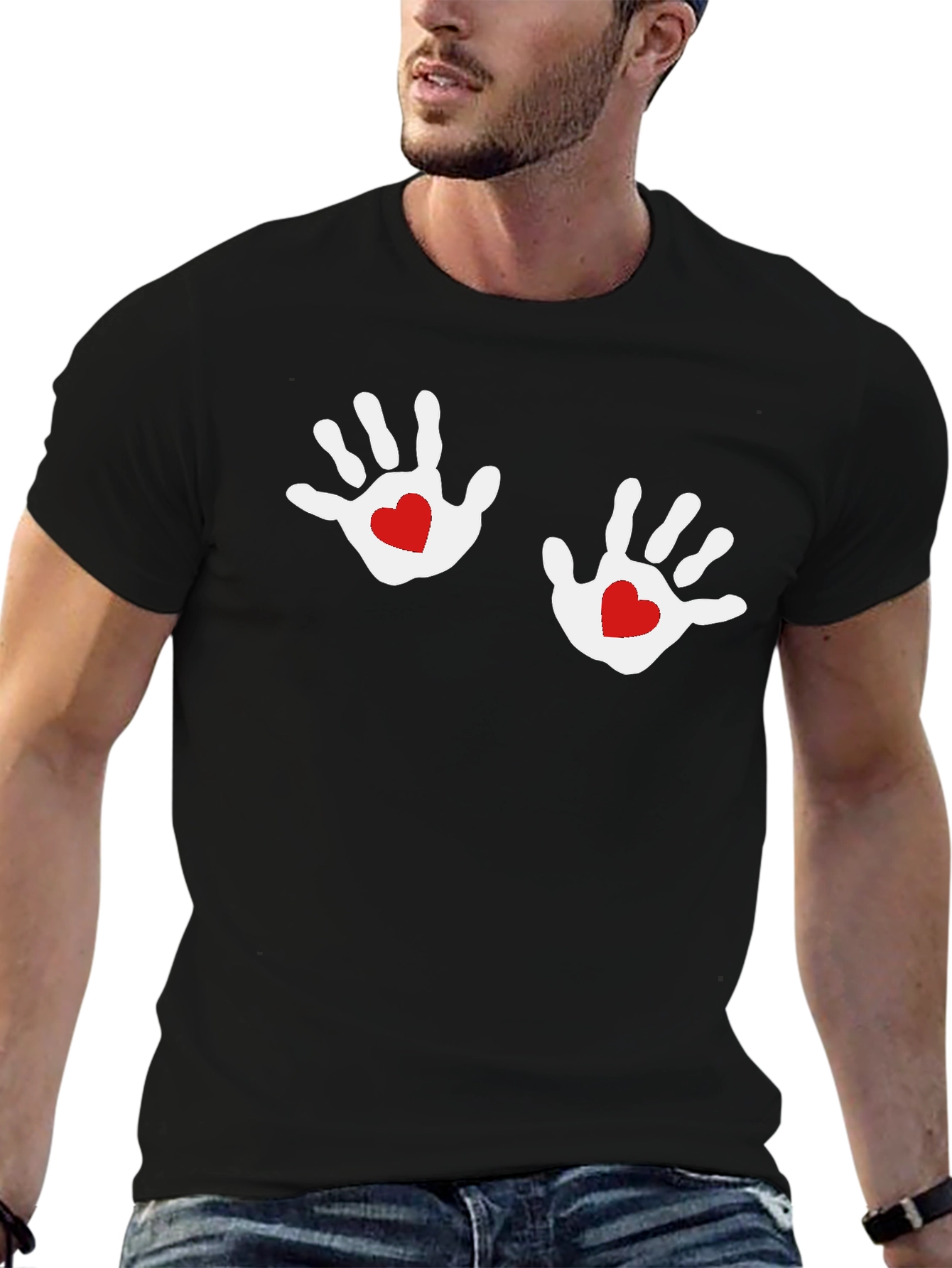 Hand Heart Graphic Tee - Black