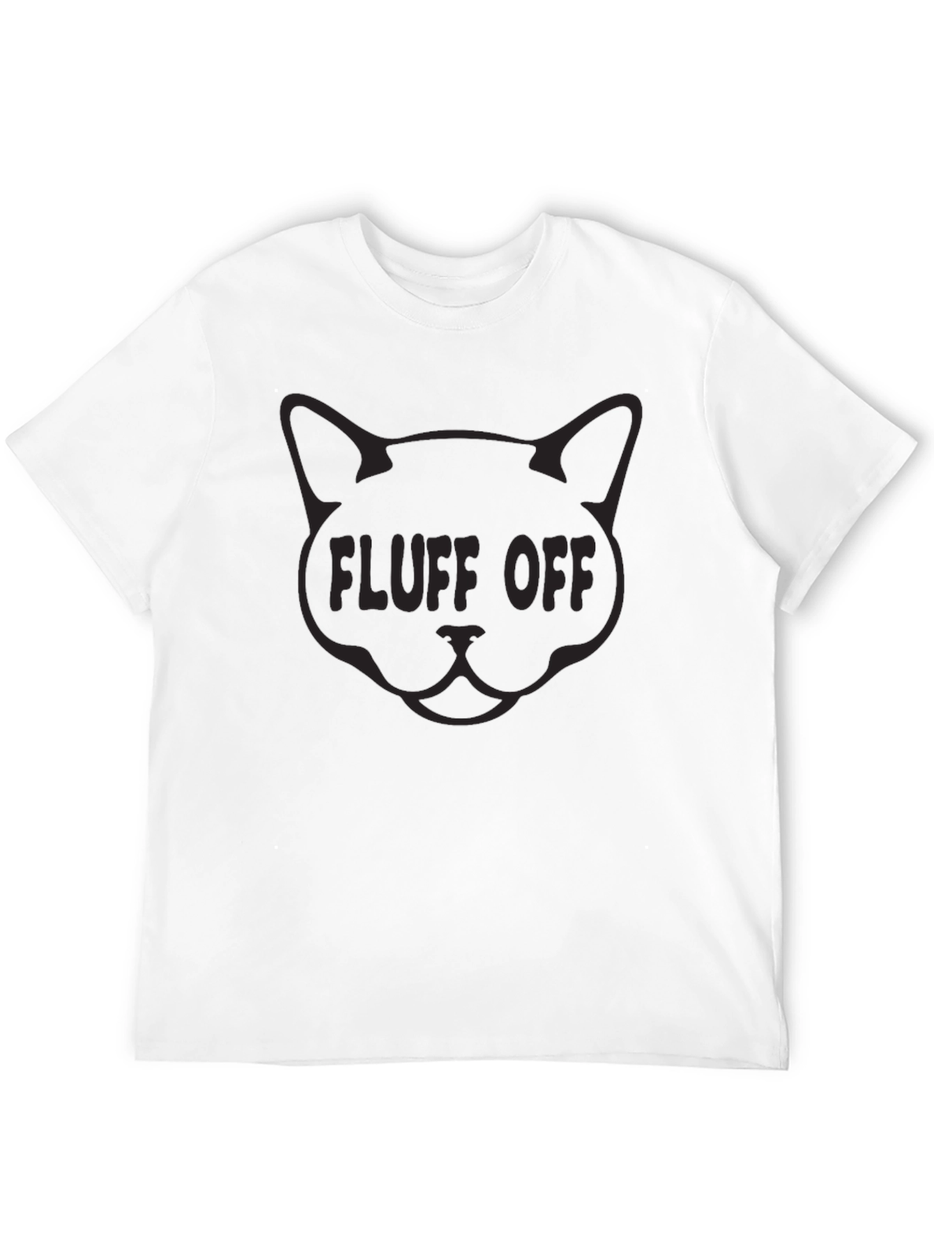 Fluff Off Cat Graphic T-Shirt - Crew Neck