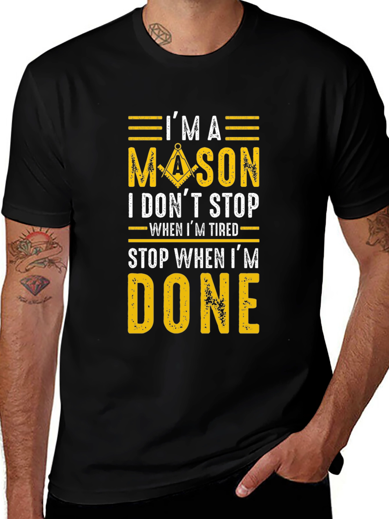 Im A Mason Graphic Tee - Black Cotton Blend
