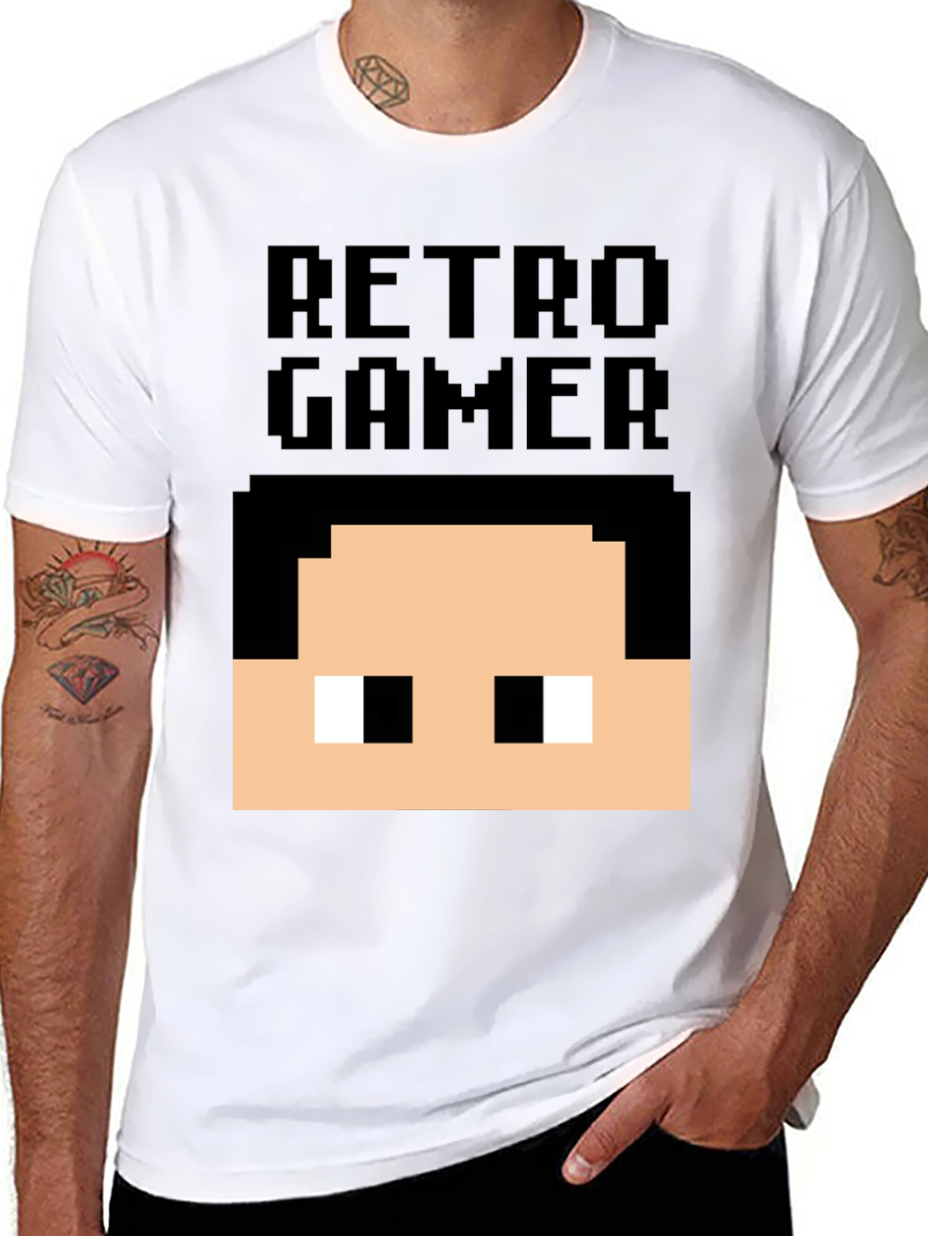 Retro Gamer Pixel Art T-Shirt - Black
