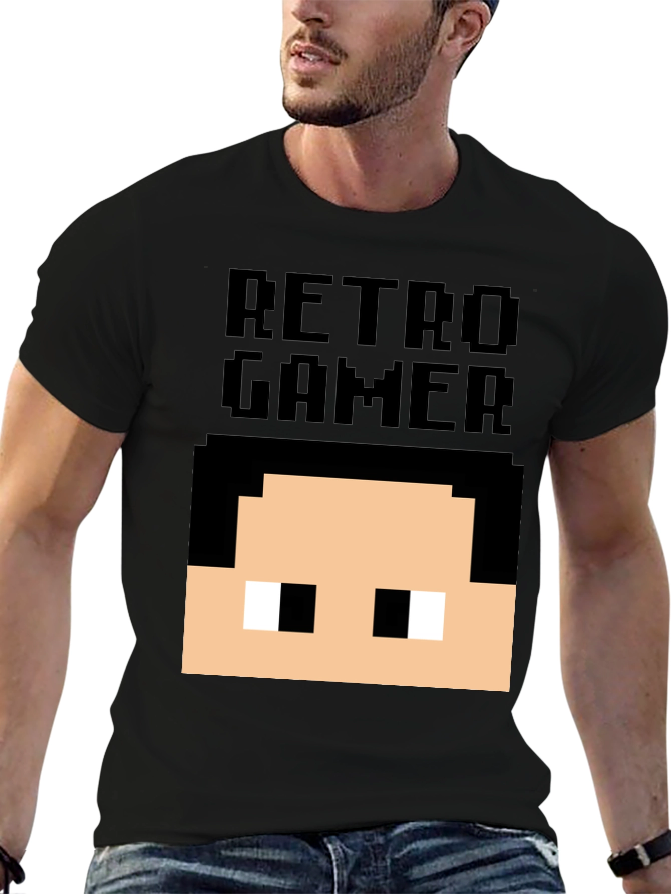 Retro Gamer Pixel Art T-Shirt - Black