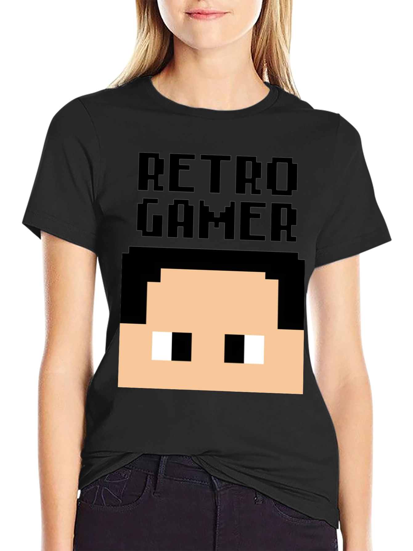 Retro Gamer Pixel Art T-Shirt - Black