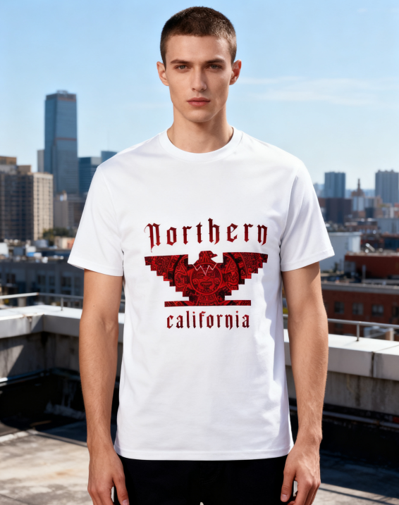 Northern California Aztec Eagle T-Shirt - 100% Cotton, Cultural Stylish Tee for Urban & Casual Occasions