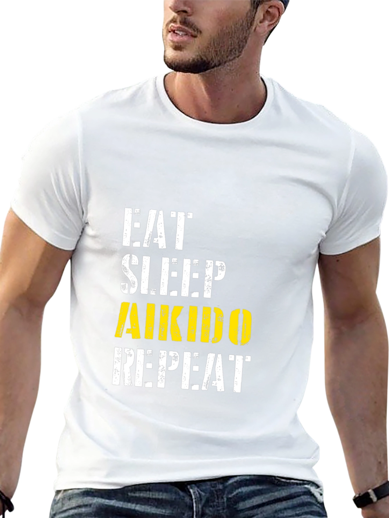 Eat Sleep Aikido Repeat Black T-Shirt