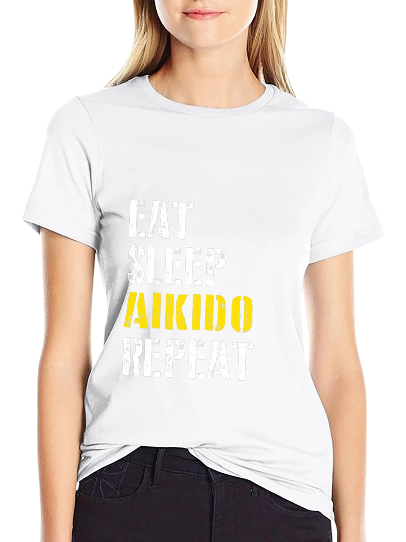 Eat Sleep Aikido Repeat Black T-Shirt