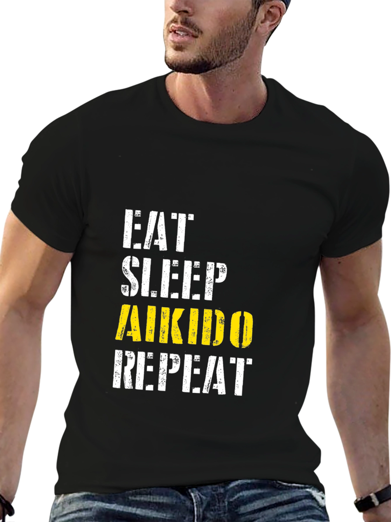 Eat Sleep Aikido Repeat Black T-Shirt