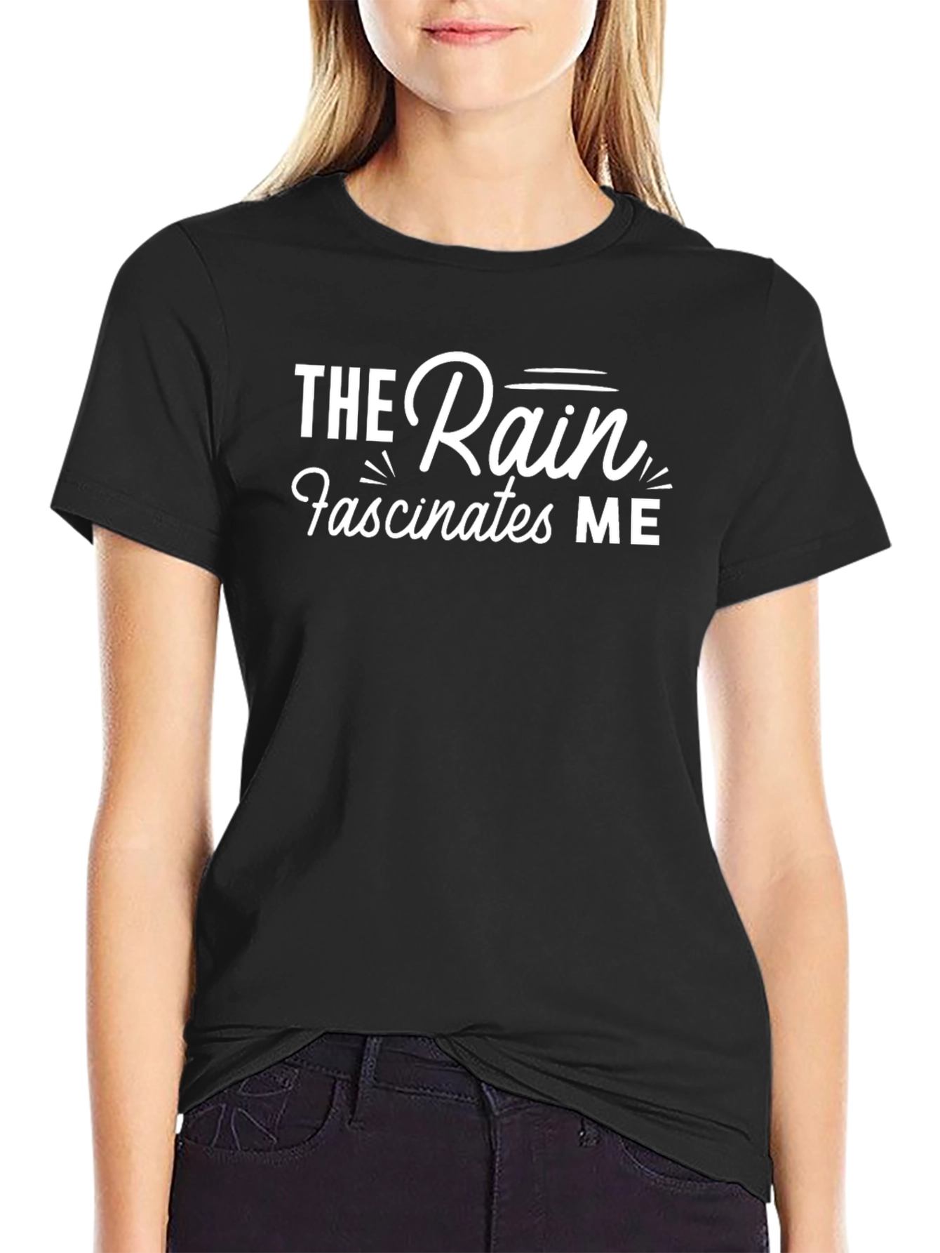The Rain Fascinates Me Black T-Shirt