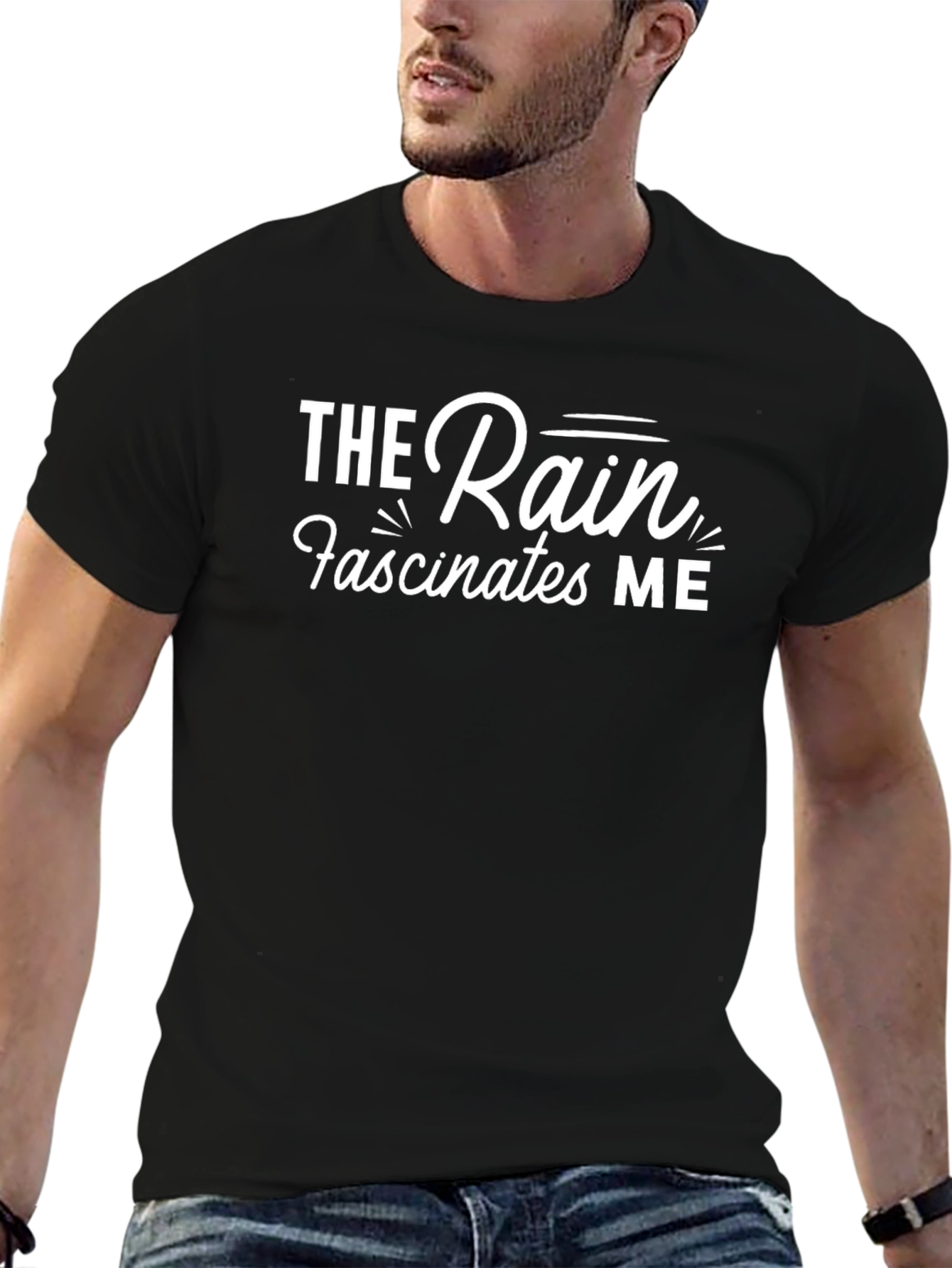 The Rain Fascinates Me Black T-Shirt
