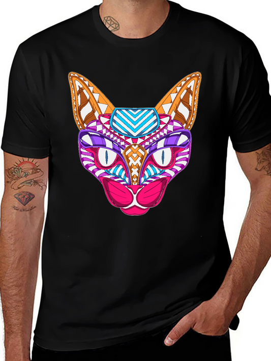 Abstract Cat T-Shirt - Unique Graphic Tee