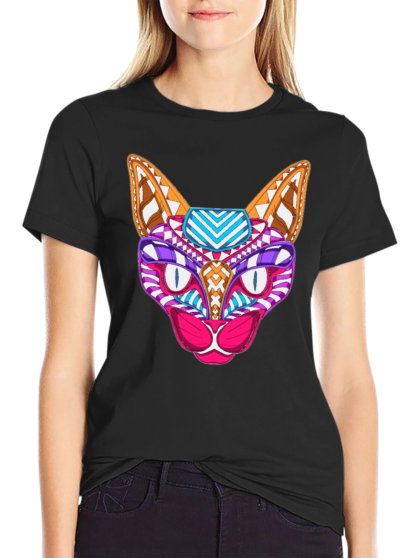 Abstract Cat T-Shirt - Unique Graphic Tee