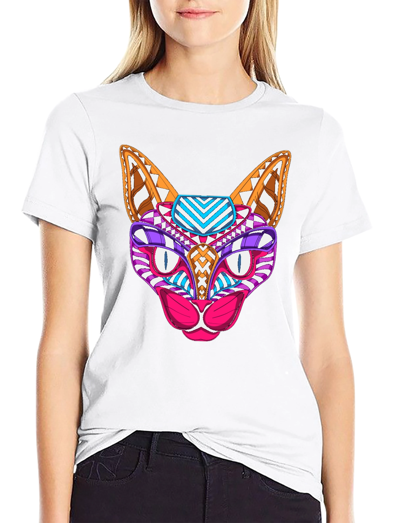 Abstract Cat T-Shirt - Unique Graphic Tee