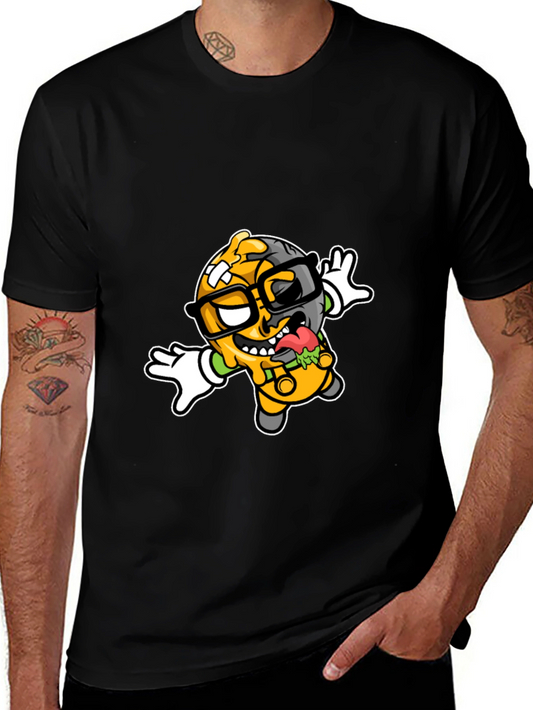 Cartoon Zombie Graphic Tee - Black T-Shirt