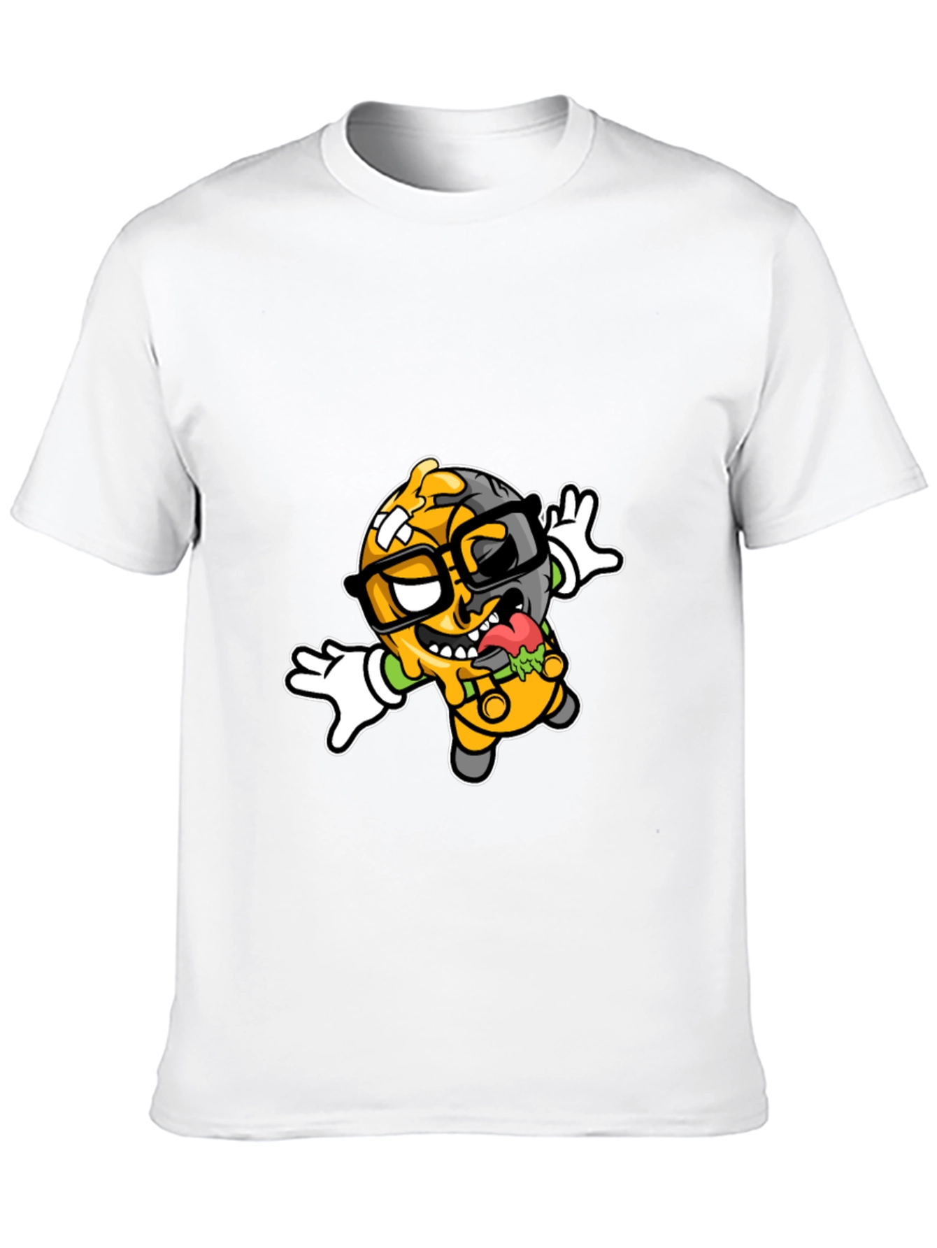 Cartoon Zombie Graphic Tee - Black T-Shirt