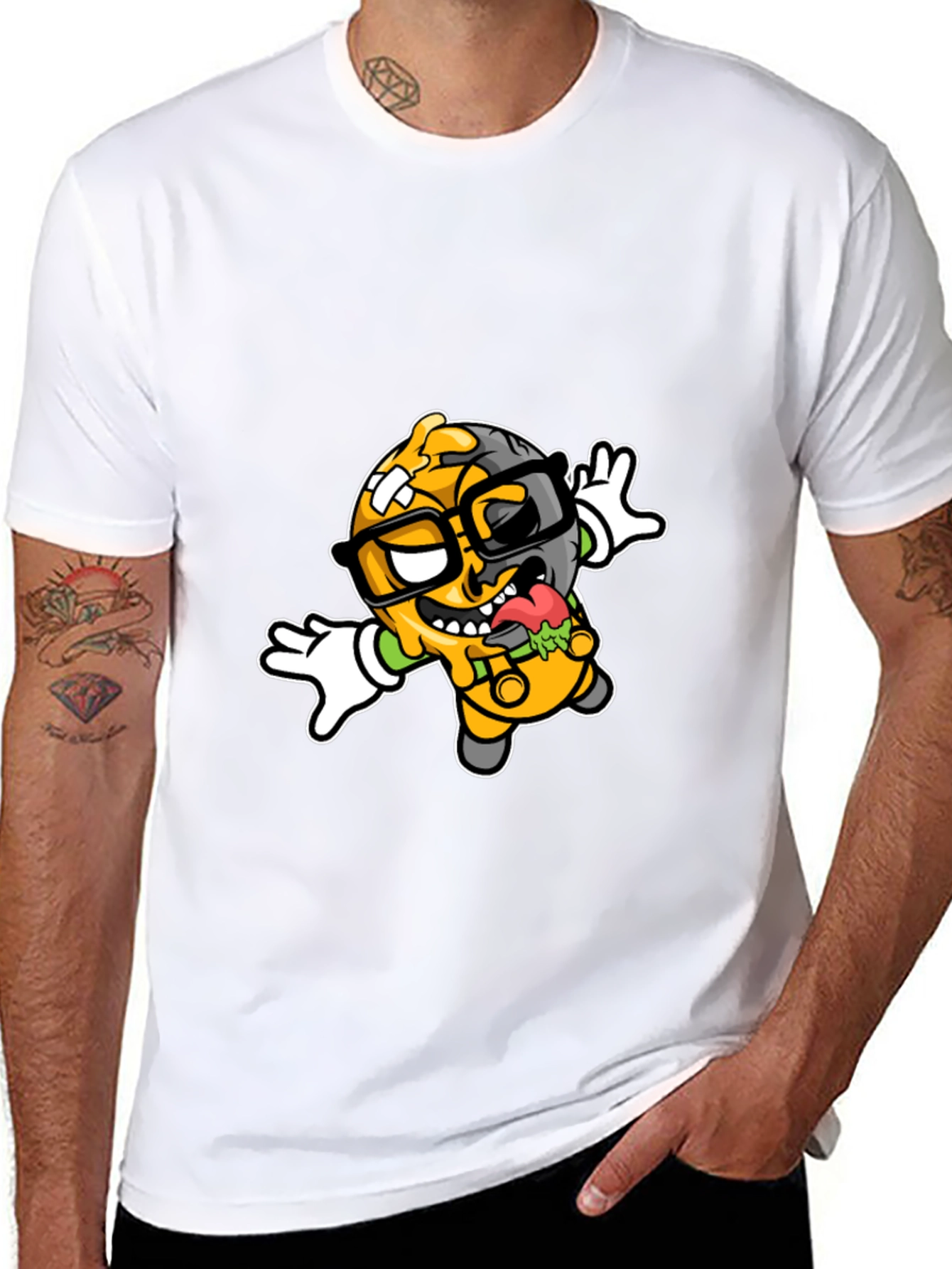 Cartoon Zombie Graphic Tee - Black T-Shirt