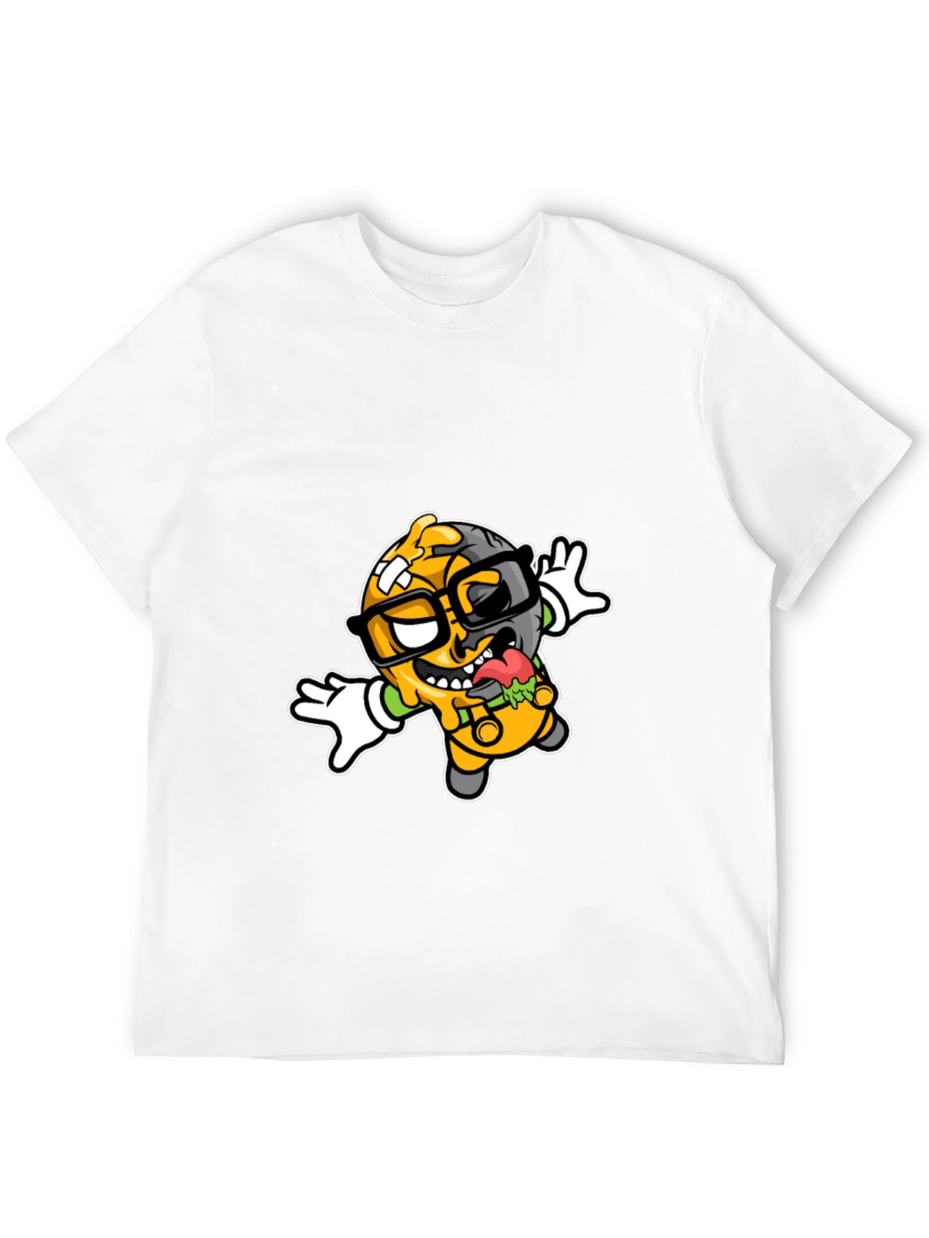 Cartoon Zombie Graphic Tee - Black T-Shirt