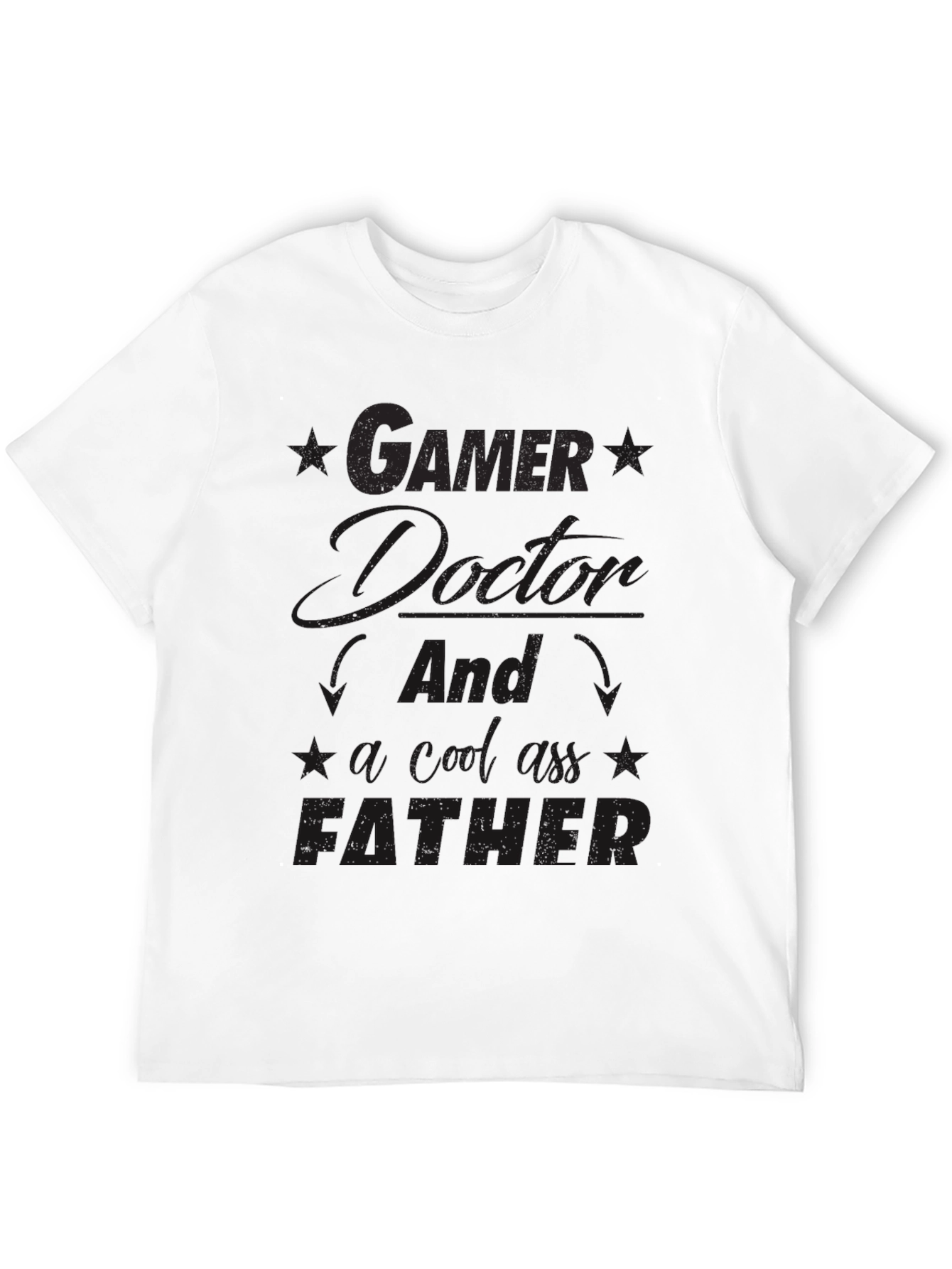Gamer Doctor Father Graphic Black Tee