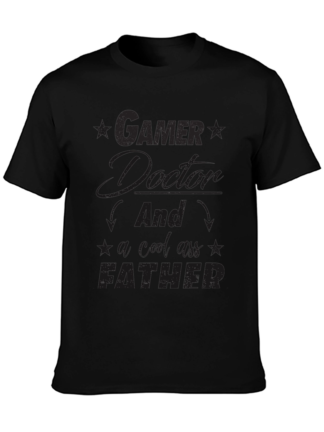 Gamer Doctor Father Graphic Black Tee