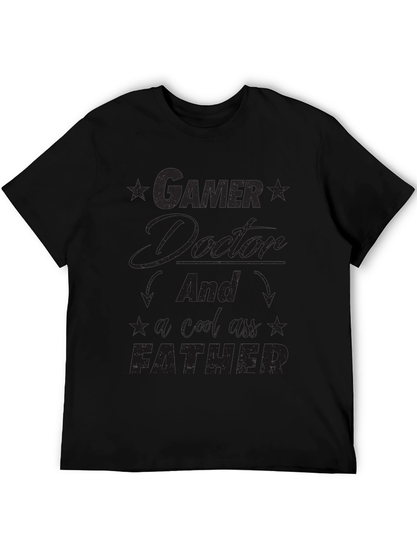 Gamer Doctor Father Graphic Black Tee