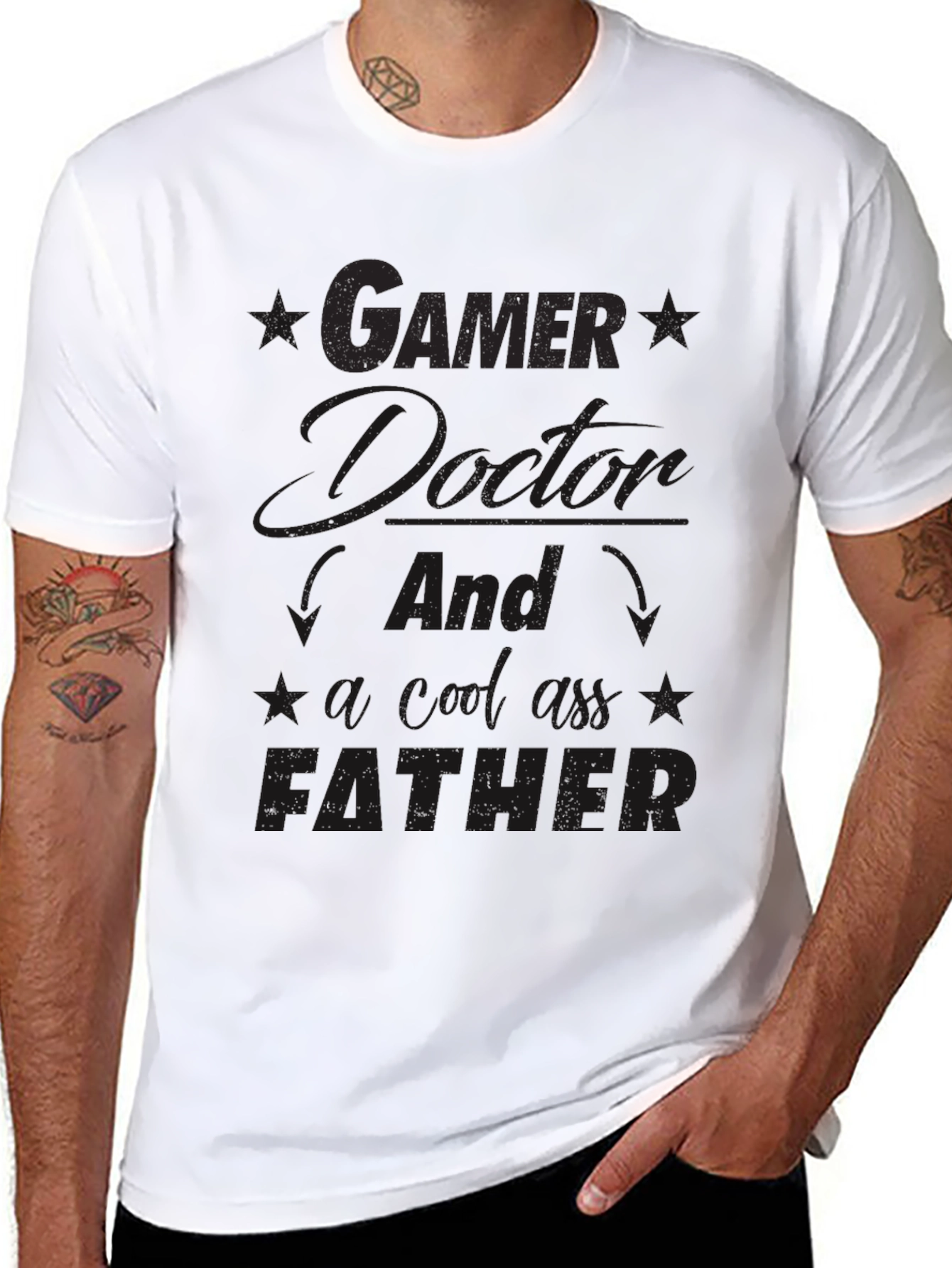Gamer Doctor Father Graphic Black Tee