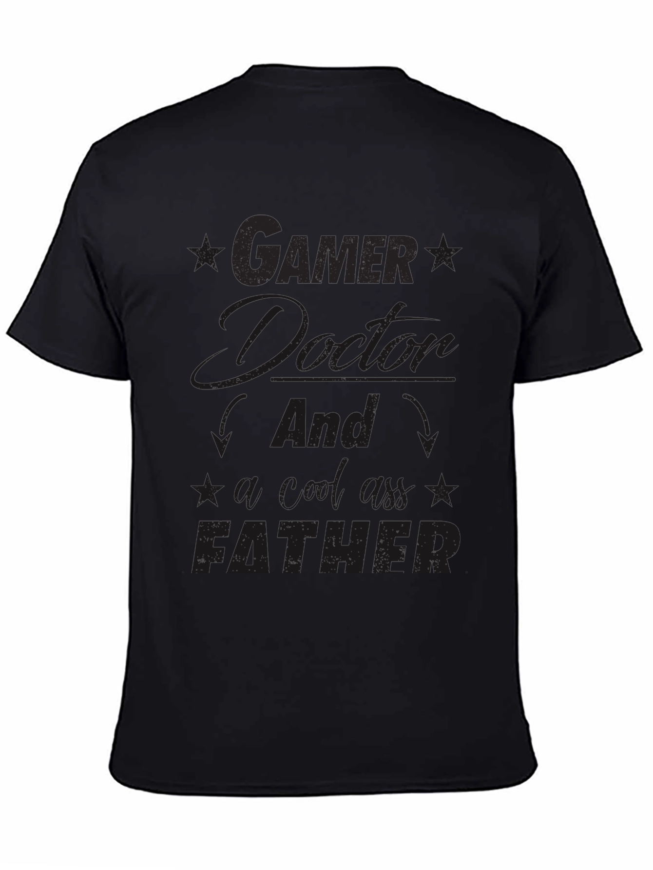 Gamer Doctor Father Graphic Black Tee