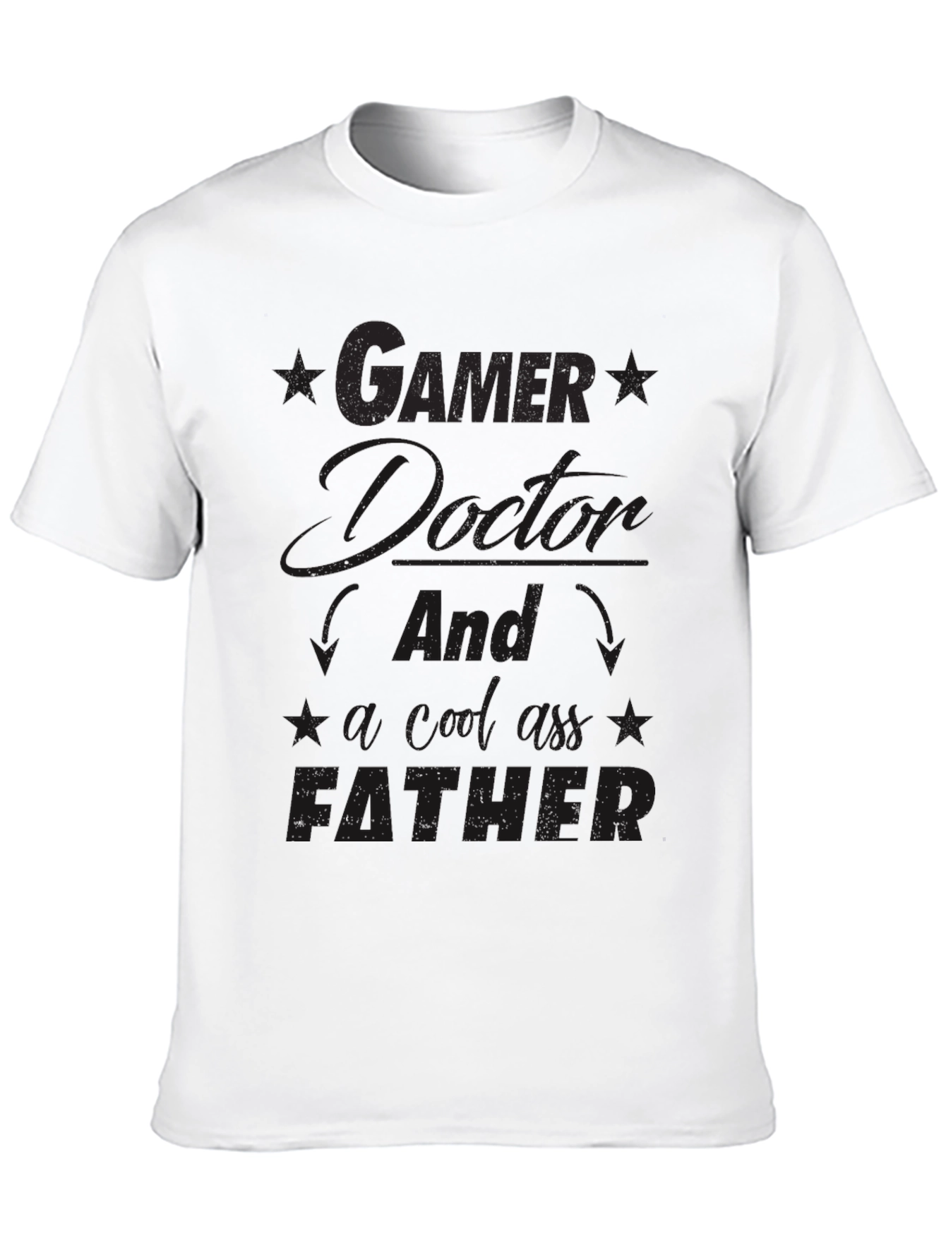 Gamer Doctor Father Graphic Black Tee