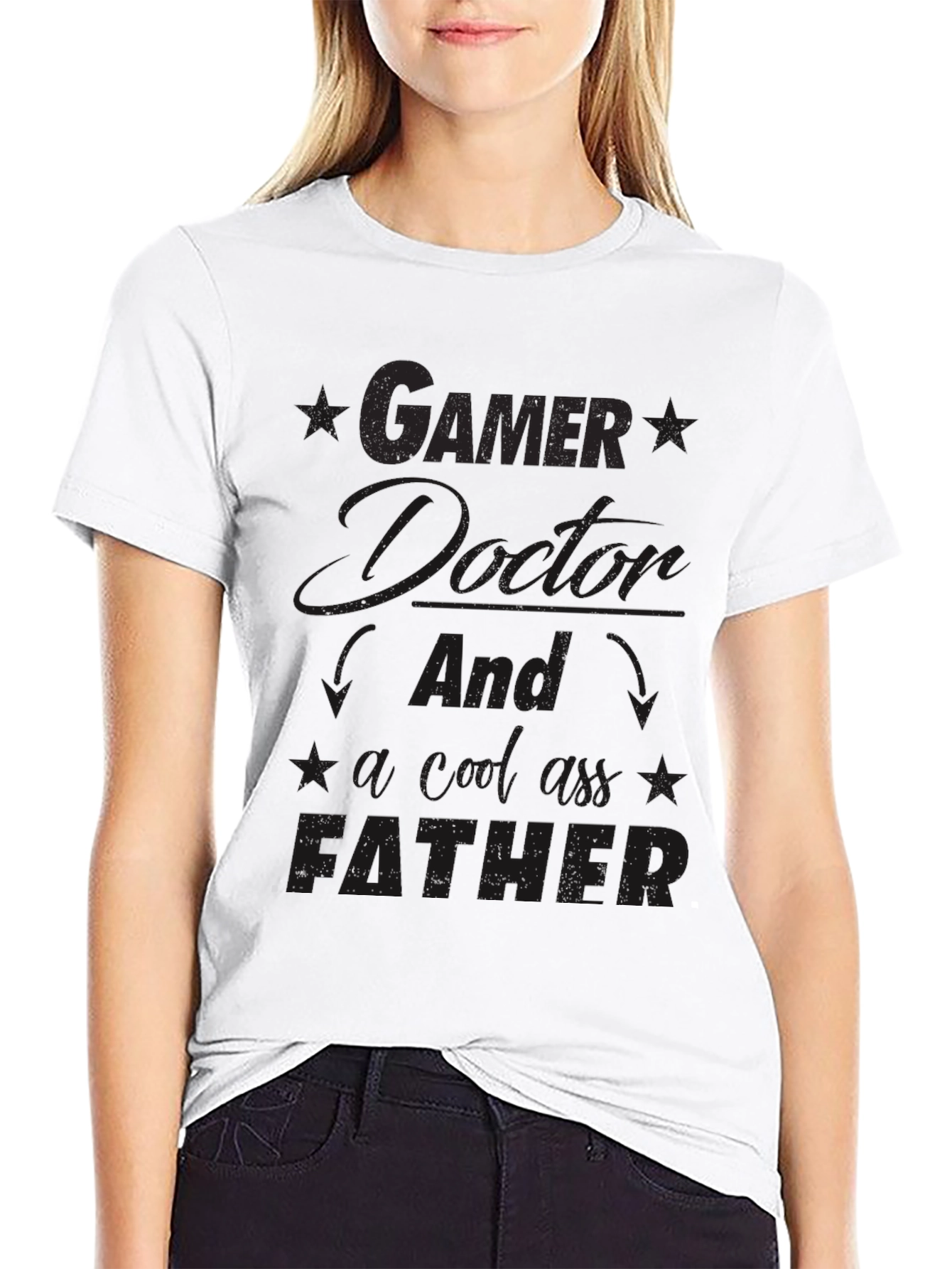 Gamer Doctor Father Graphic Black Tee