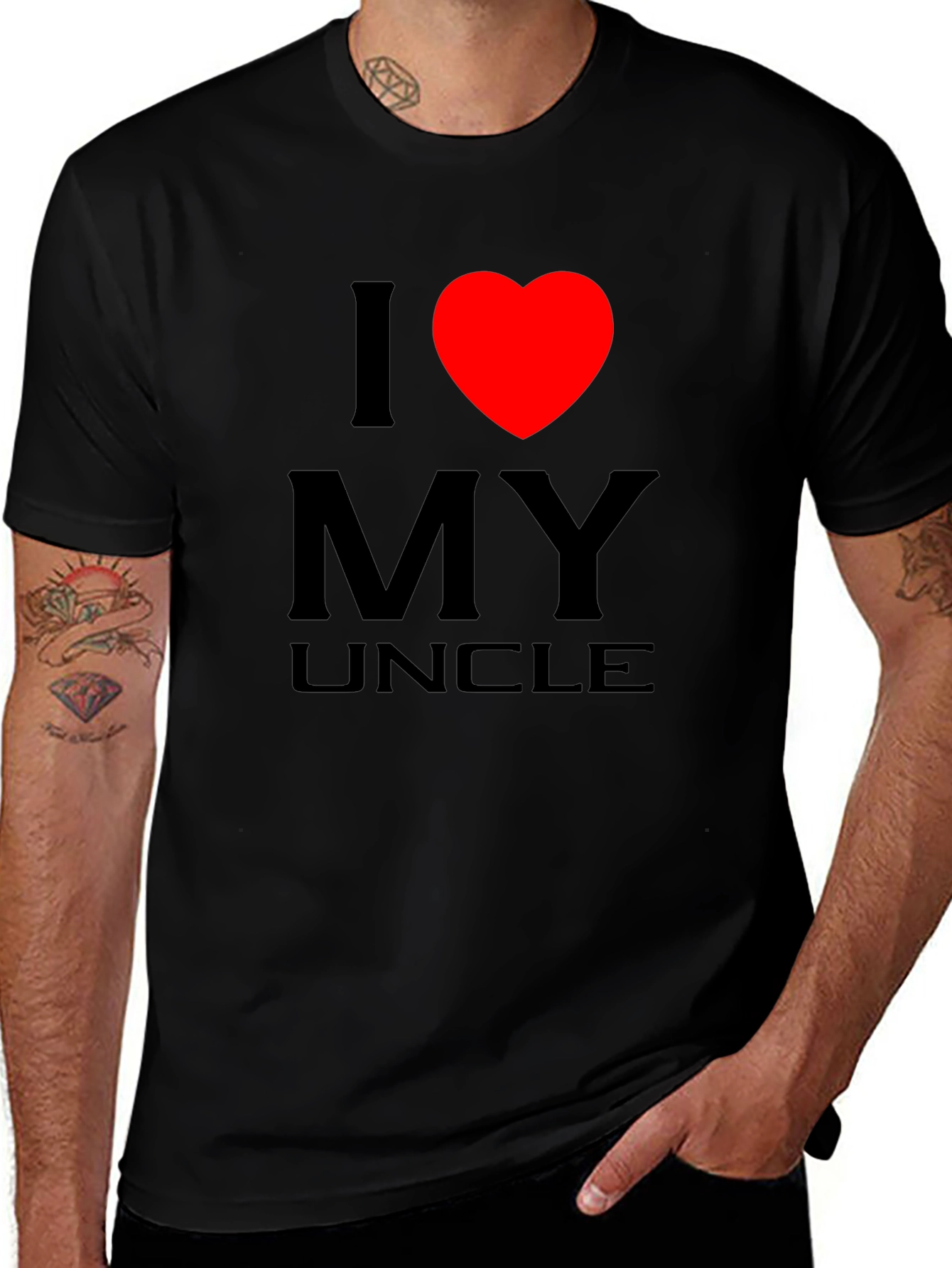I Love My Uncle T-Shirt - Black Cotton Tee