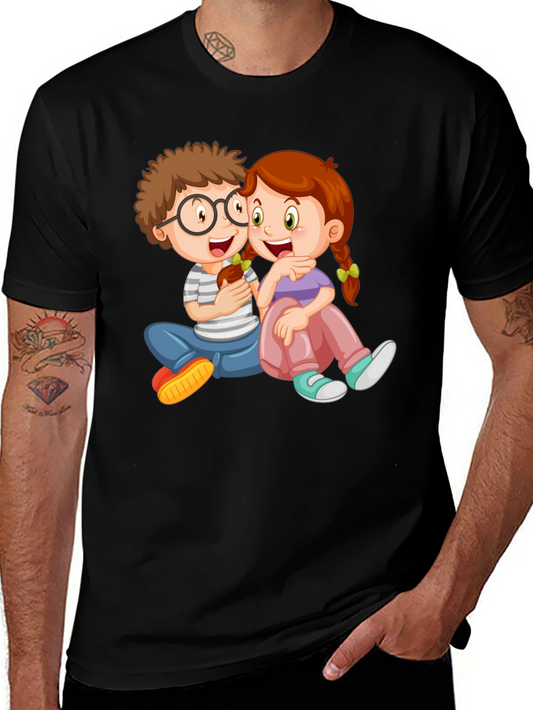 Cartoon Kids Graphic Black Tee