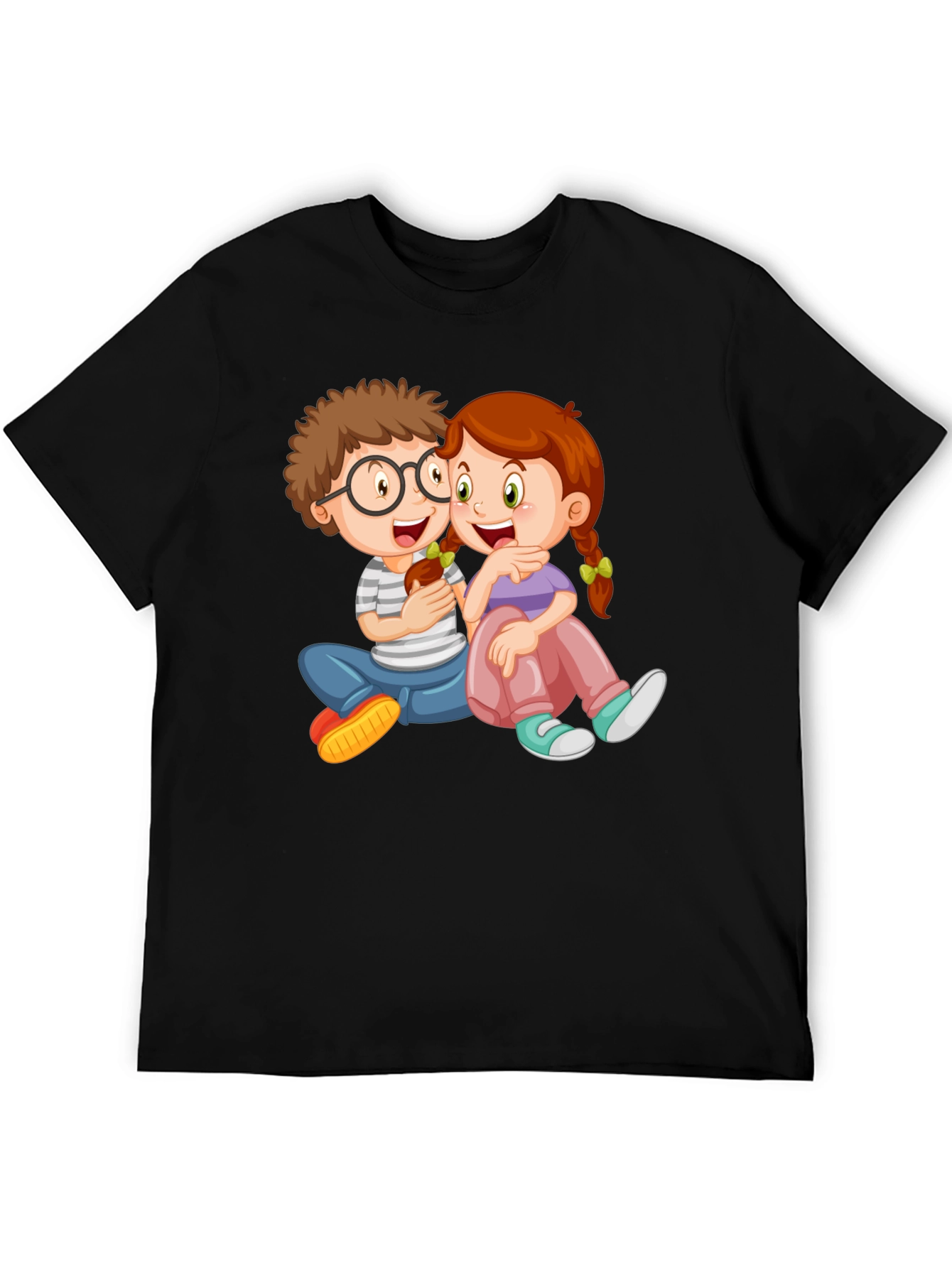 Cartoon Kids Graphic Black Tee