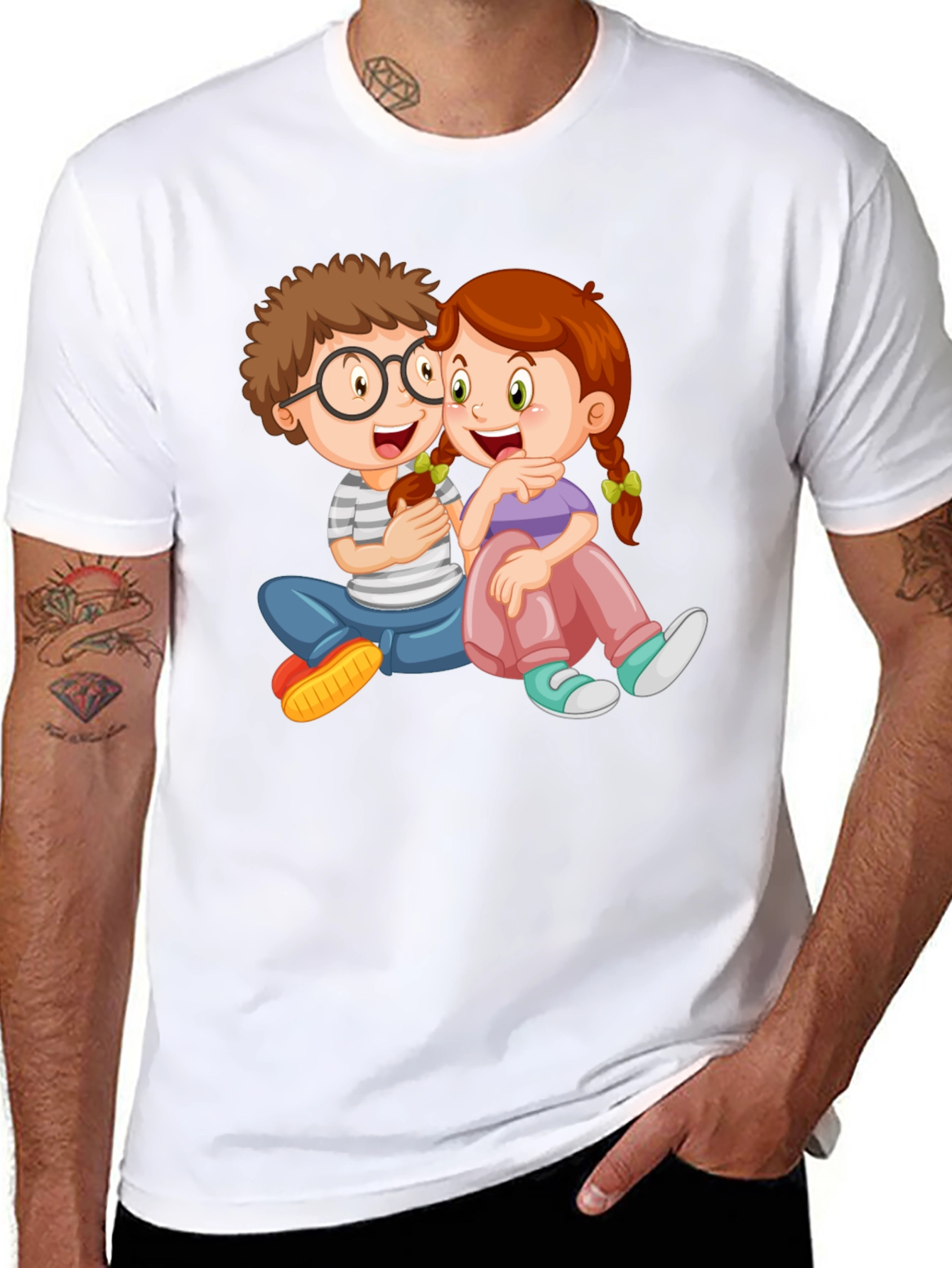 Cartoon Kids Graphic Black Tee