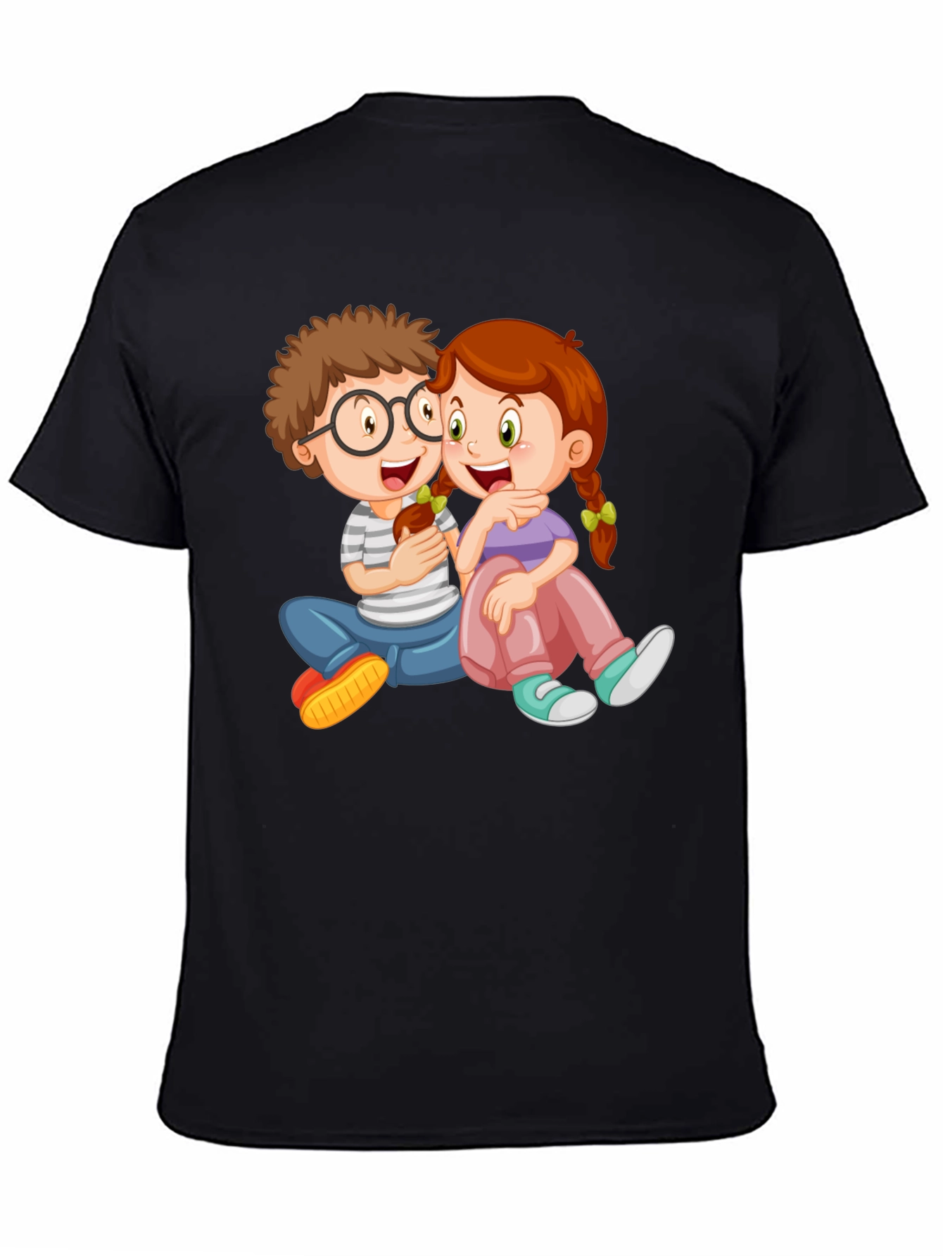 Cartoon Kids Graphic Black Tee