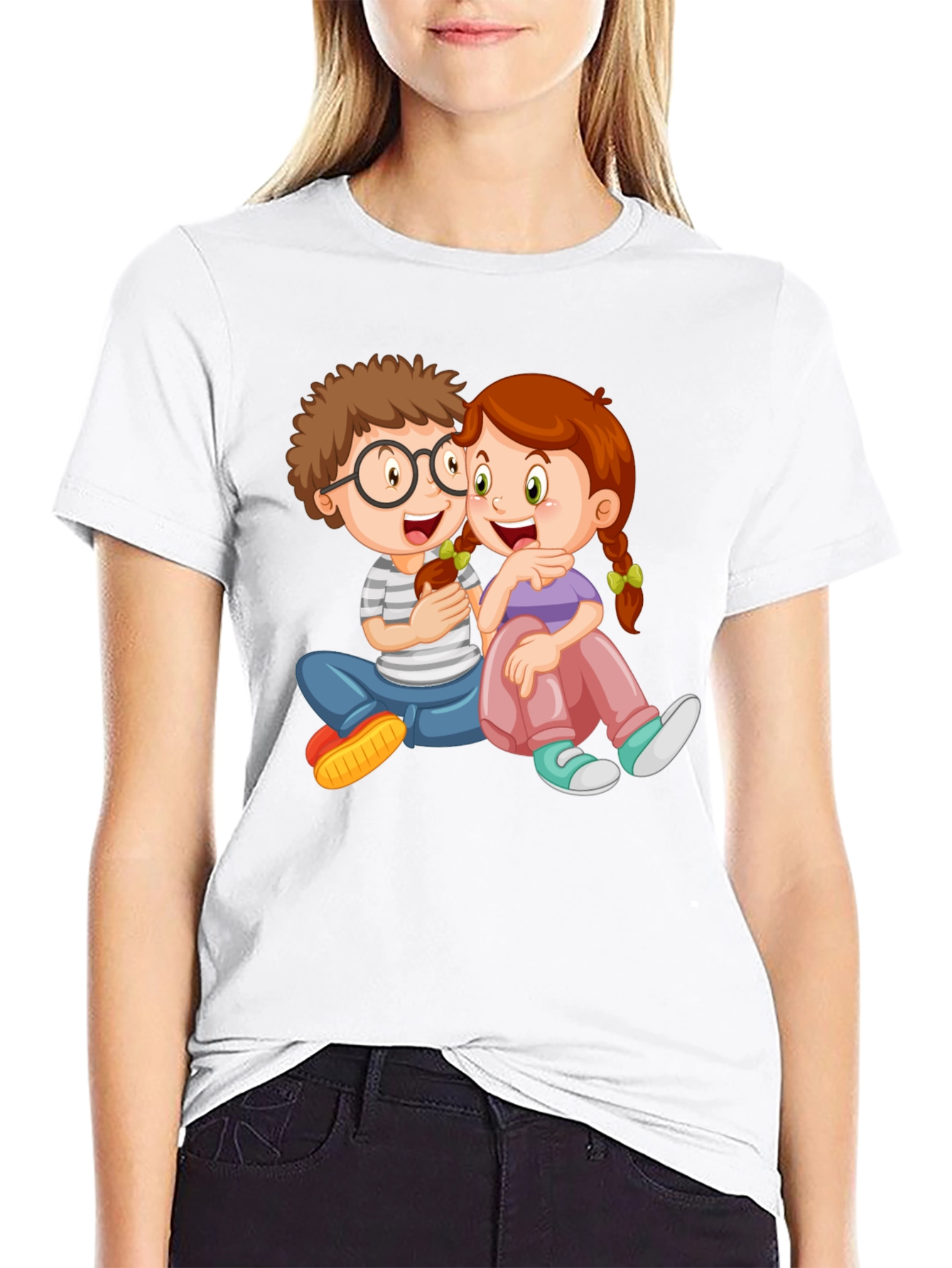 Cartoon Kids Graphic Black Tee