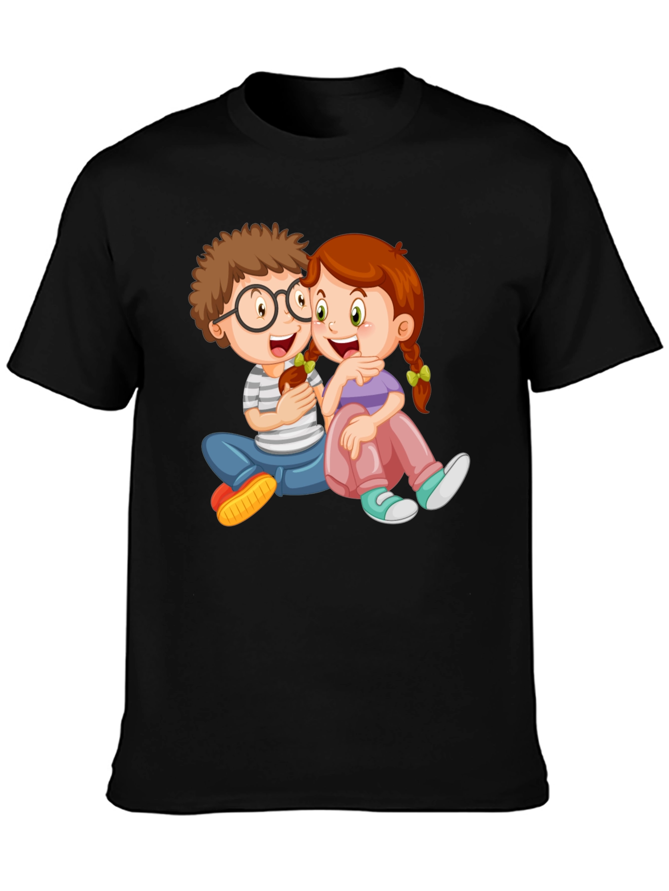 Cartoon Kids Graphic Black Tee