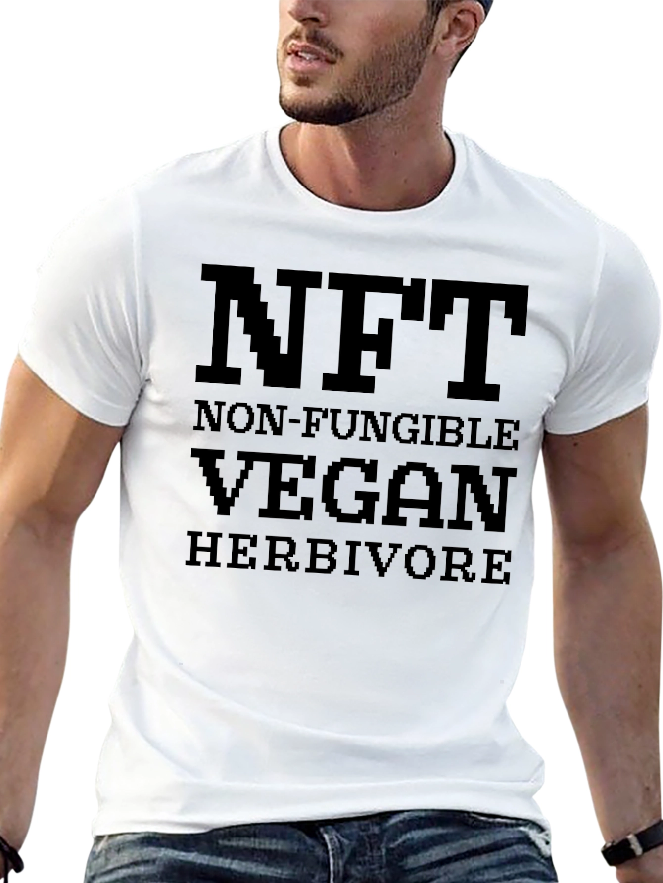 NFT Vegan Herbivore Pixel Art Black T-Shirt