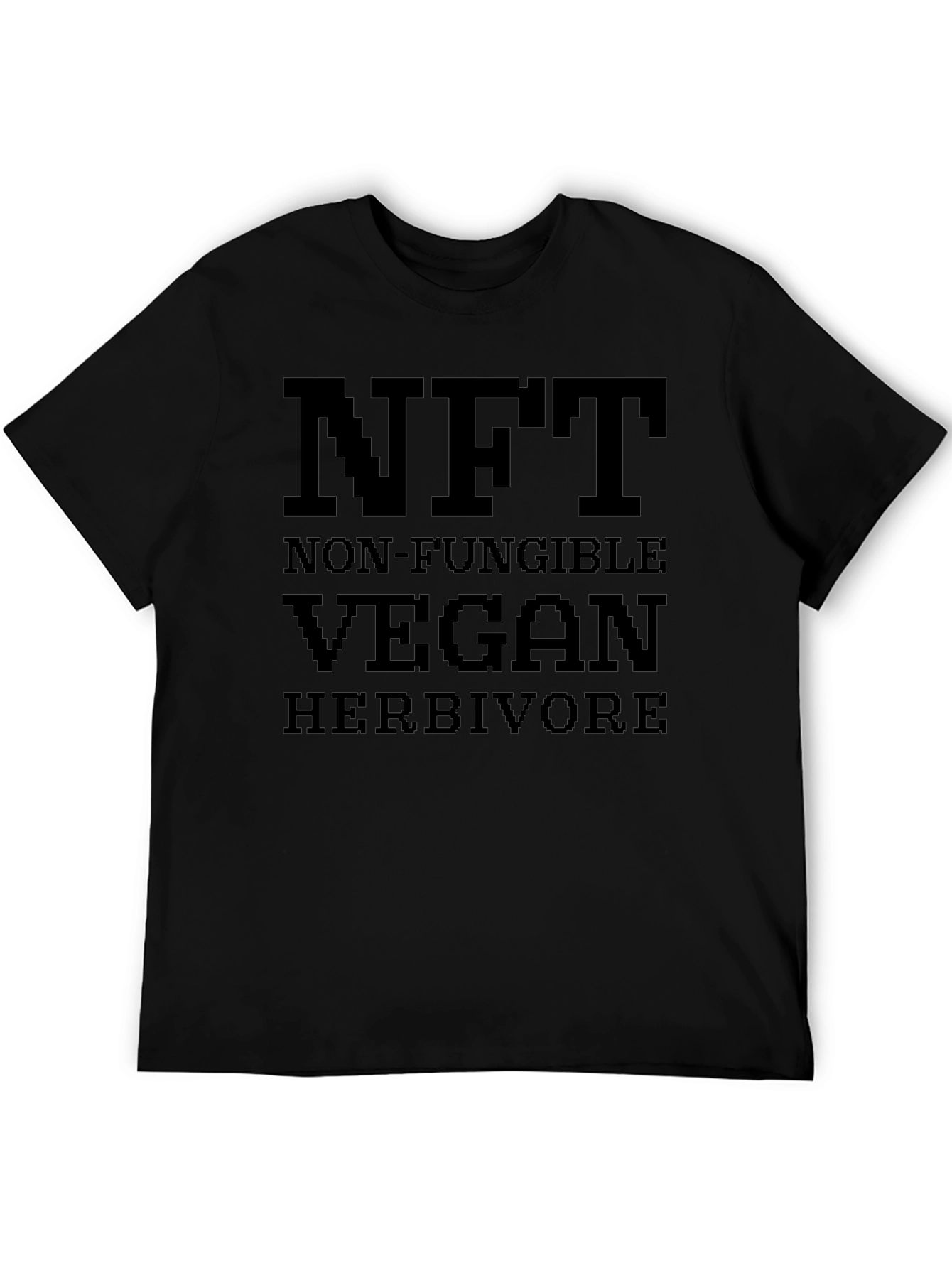NFT Vegan Herbivore Pixel Art Black T-Shirt